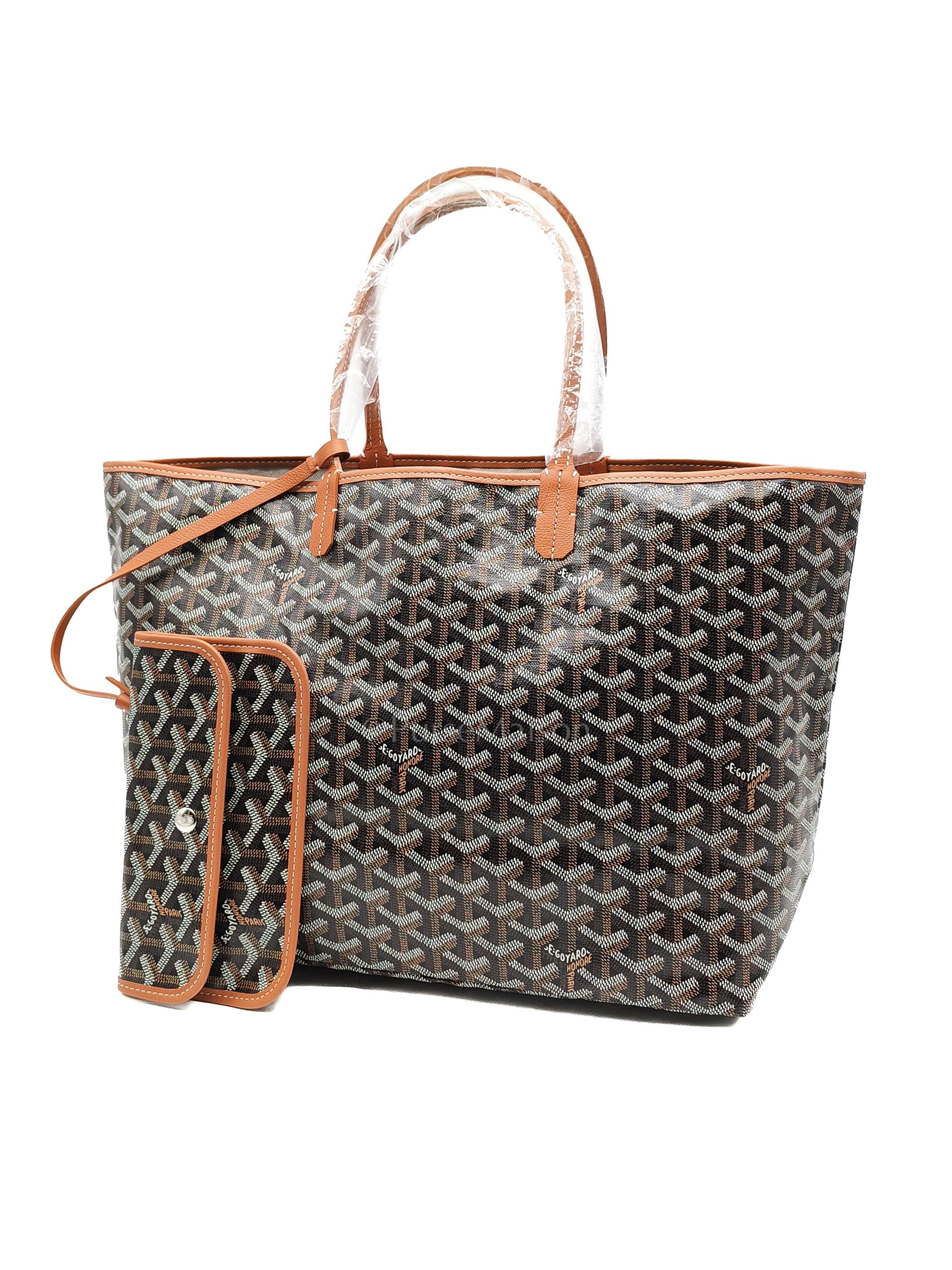 Saint Louis PM Tote Bag in Tan/Black Goyardine Canvas with Croc Universal Clip Charm | Purse Maison Luxury Bags Shop