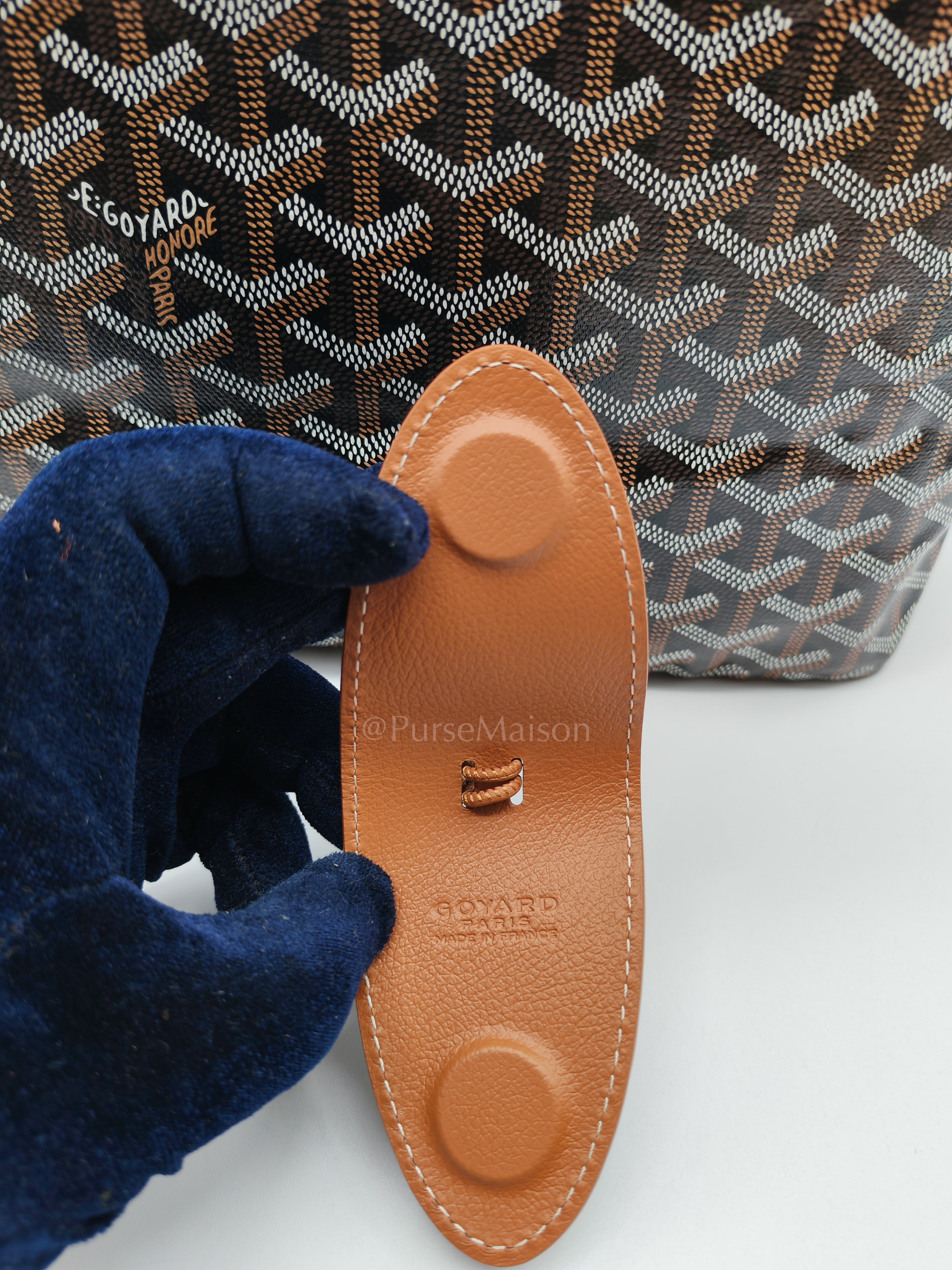 Saint Louis PM Tote Bag in Tan/Black Goyardine Canvas with Croc Universal Clip Charm | Purse Maison Luxury Bags Shop