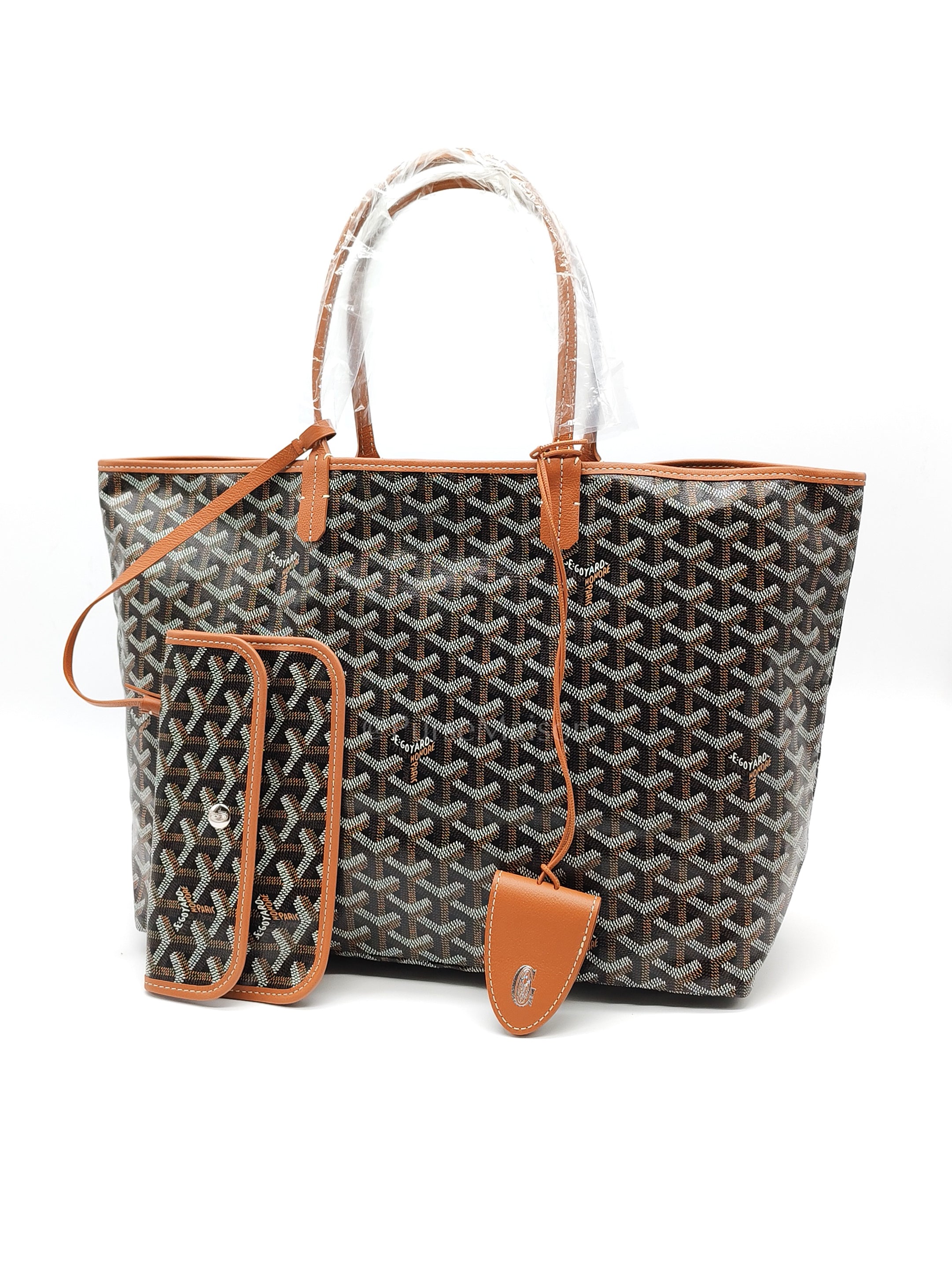 Saint Louis PM Tote Bag in Tan/Black Goyardine Canvas with Croc Universal Clip Charm | Purse Maison Luxury Bags Shop
