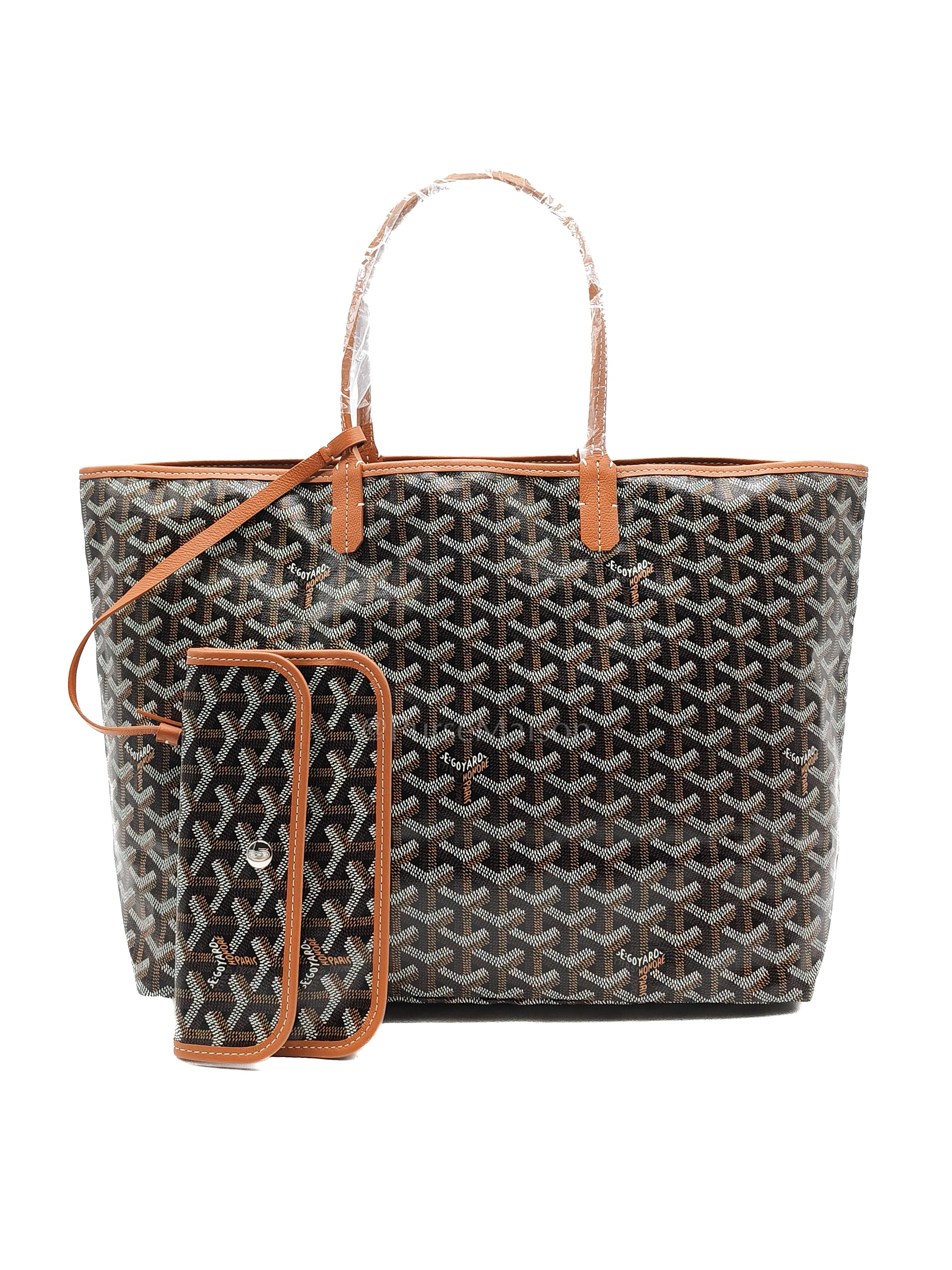 Saint Louis PM Tote Bag in Tan/Black Goyardine Canvas with Croc Universal Clip Charm | Purse Maison Luxury Bags Shop