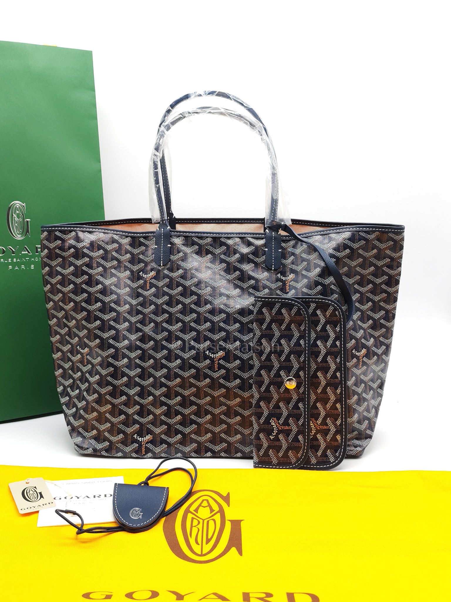 Saint Louis PM with Croc Universel Clip Charm in Navy Blue Goyardine Canvas | Purse Maison Luxury Bags Shop