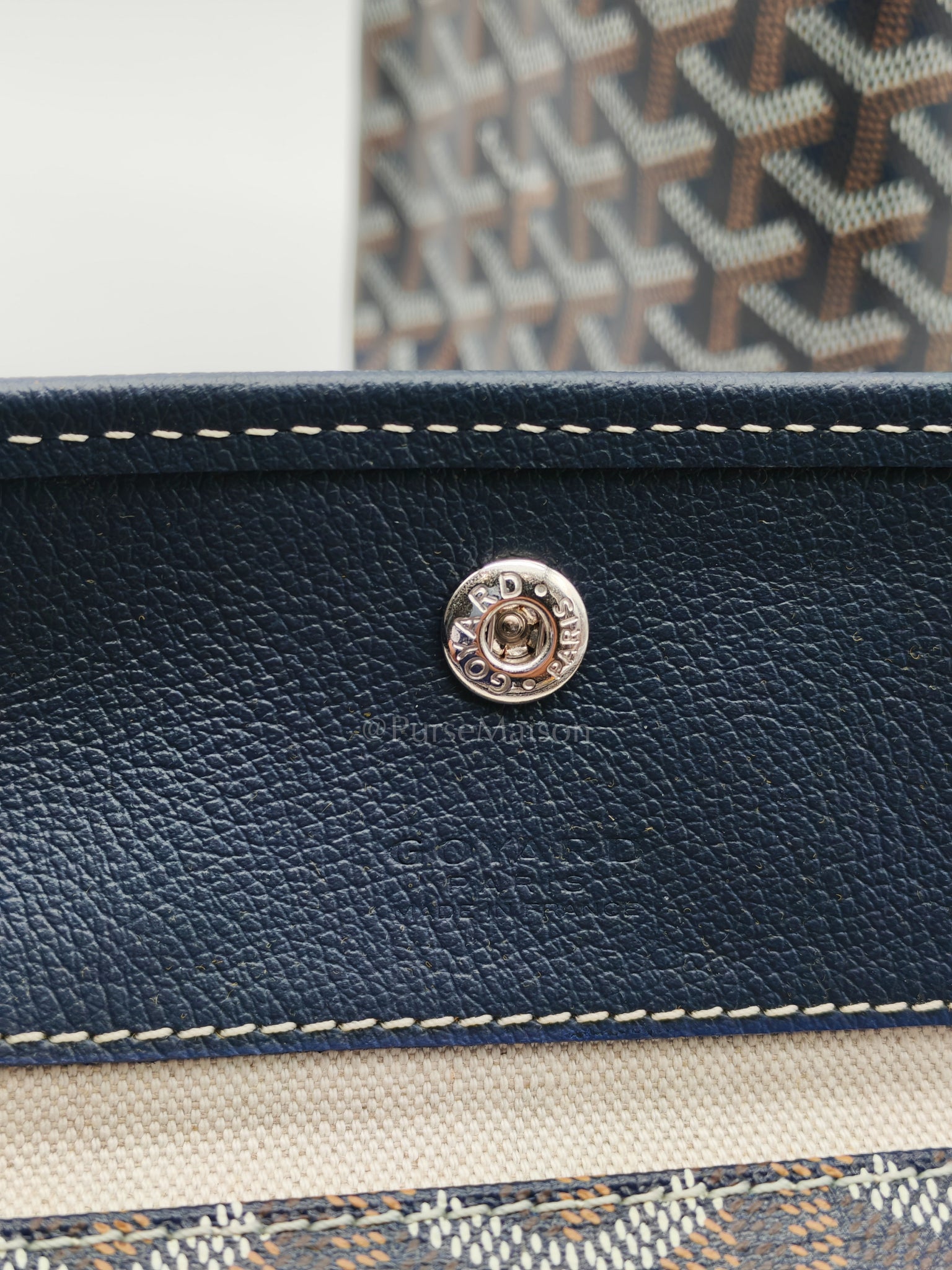 Saint Louis PM with Croc Universel Clip Charm in Navy Blue Goyardine Canvas | Purse Maison Luxury Bags Shop