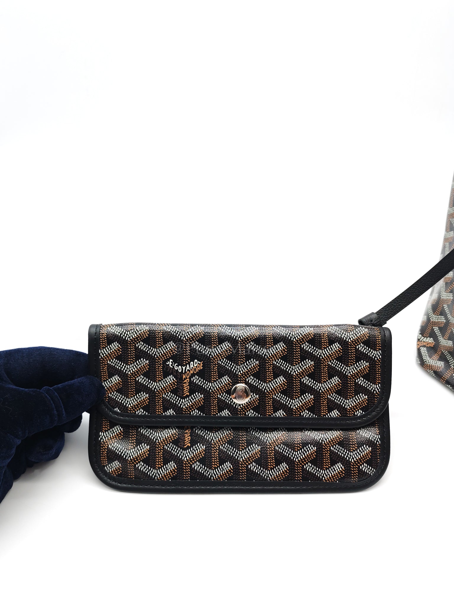 Saint Louis PM with Croc Universel Clip Charm in Noir/Black Goyardine Canvas | Purse Maison Luxury Bags Shop