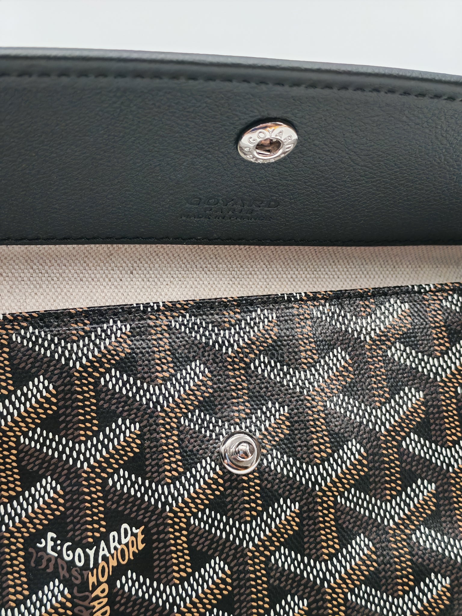 Saint Louis PM with Croc Universel Clip Charm in Noir/Black Goyardine Canvas | Purse Maison Luxury Bags Shop
