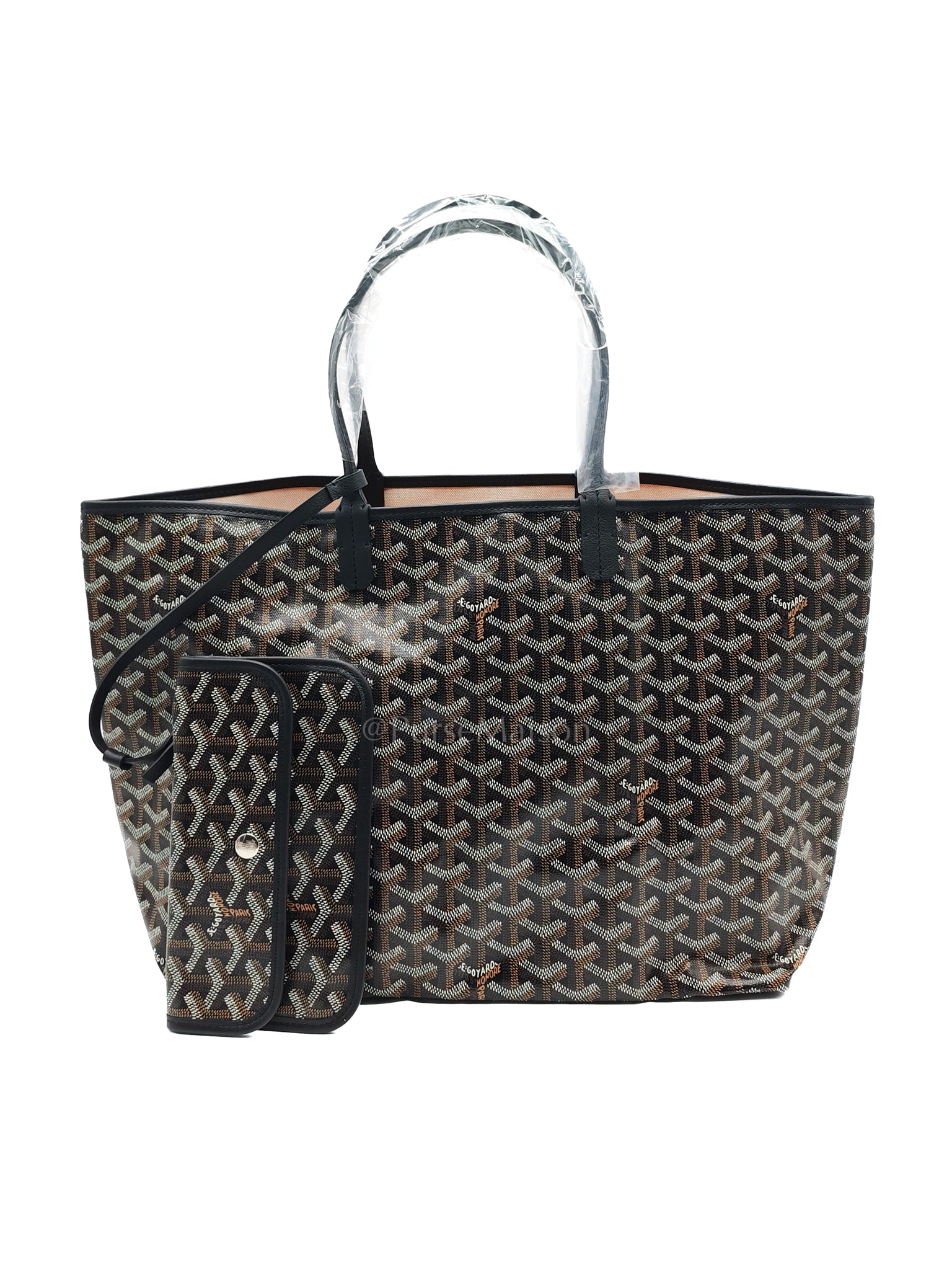 Saint Louis PM with Croc Universel Clip Charm in Noir/Black Goyardine Canvas | Purse Maison Luxury Bags Shop