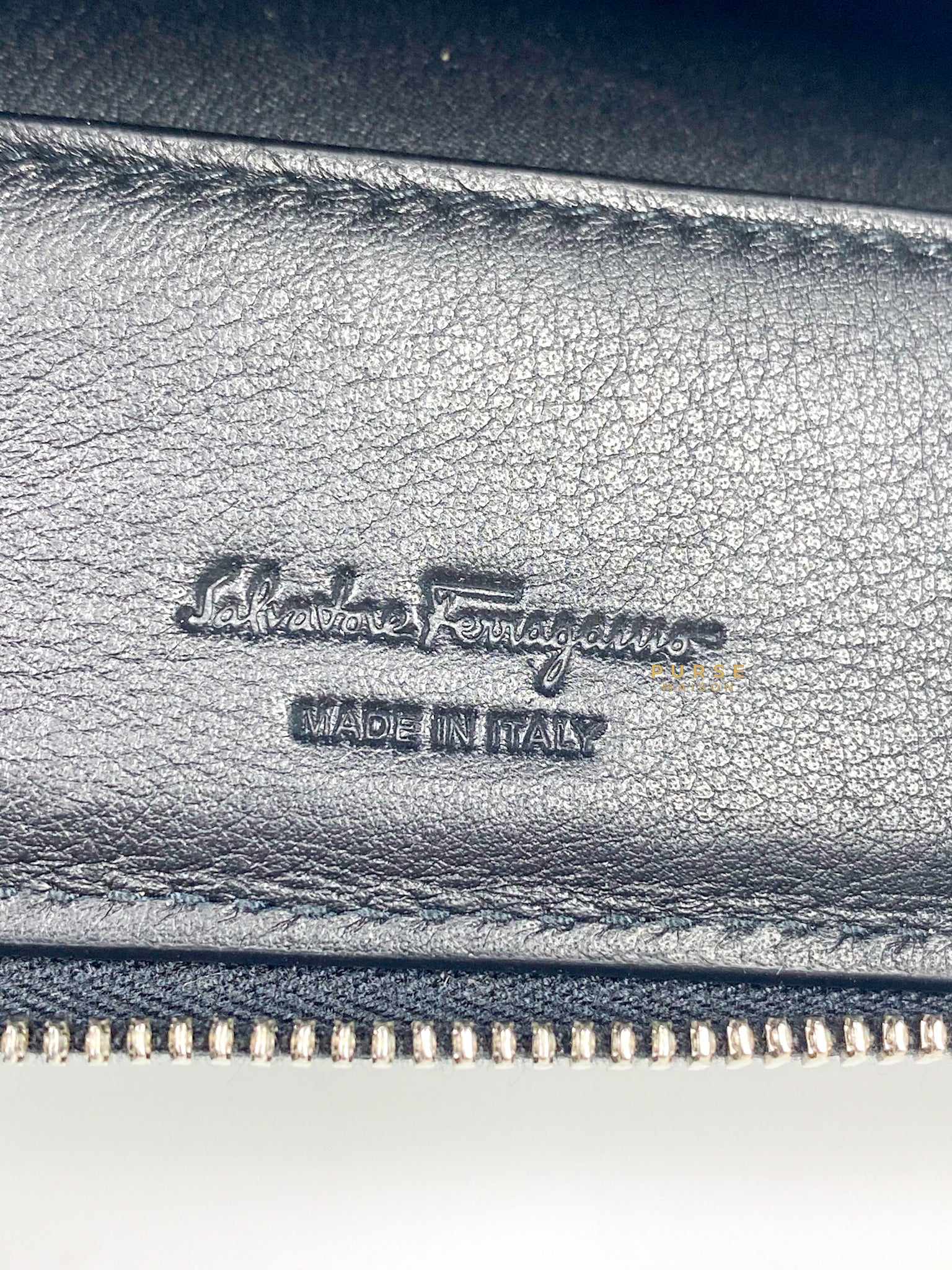 Salvatore Ferragamo Black Pebble Calf Wallet