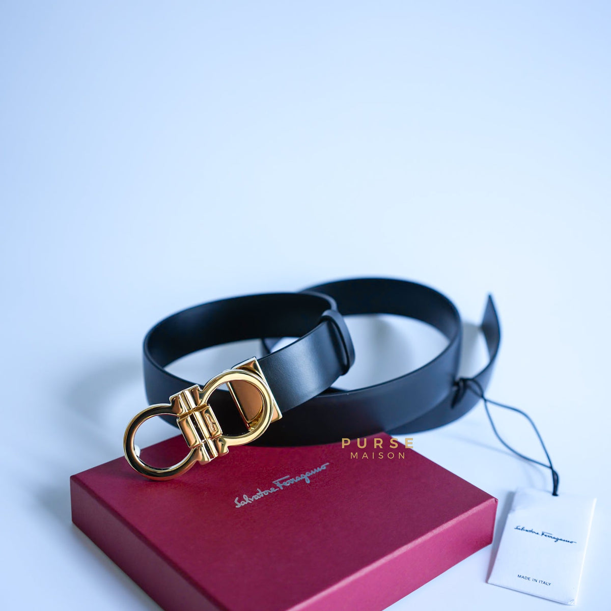 Salvatore Ferragamo Double Gancini Belt Size 95cm Purse