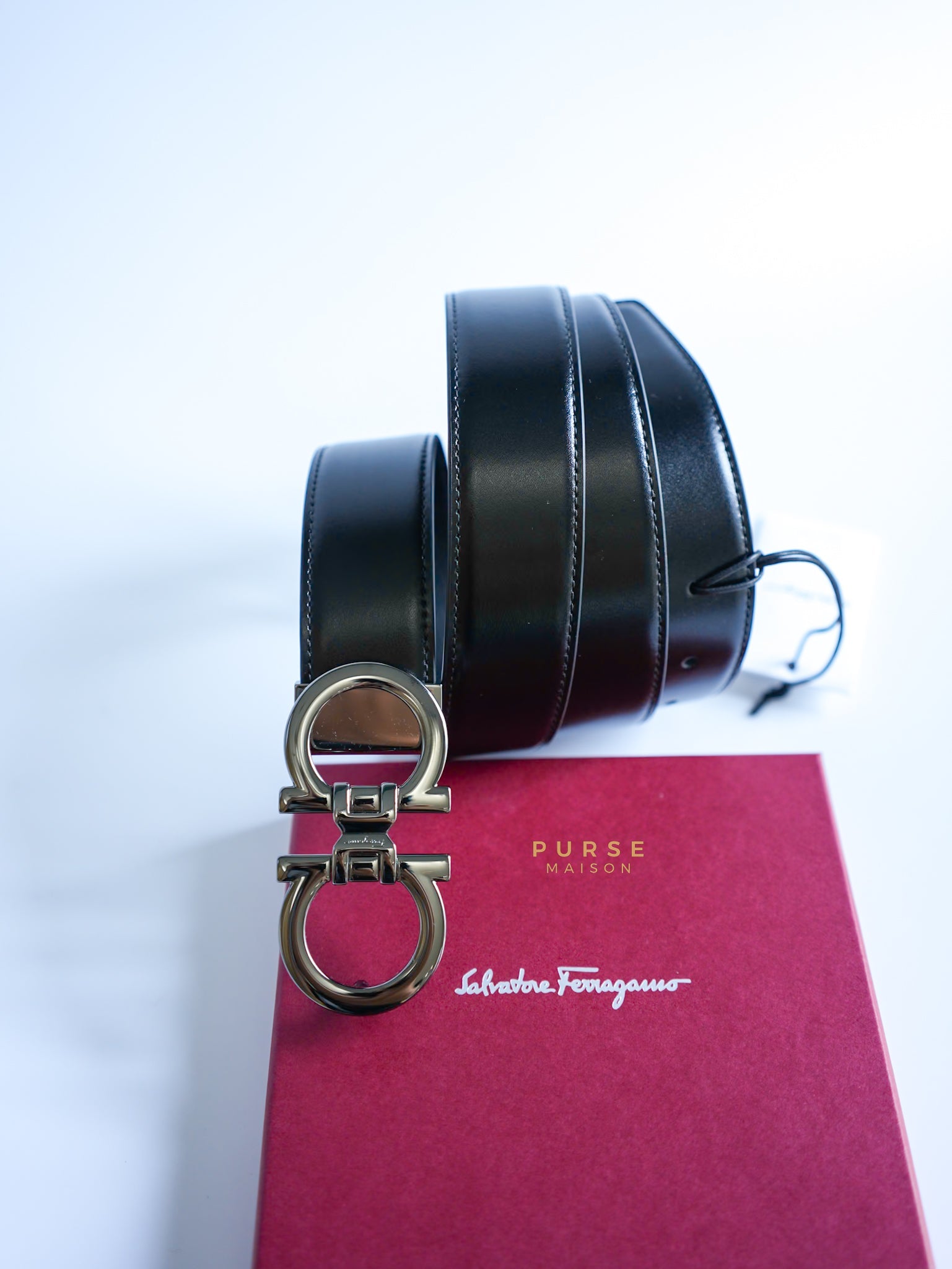 Salvatore Ferragamo Two-tone Reversible Double Gancini Belt Size 95cm | Purse Maison Luxury Bags Shop
