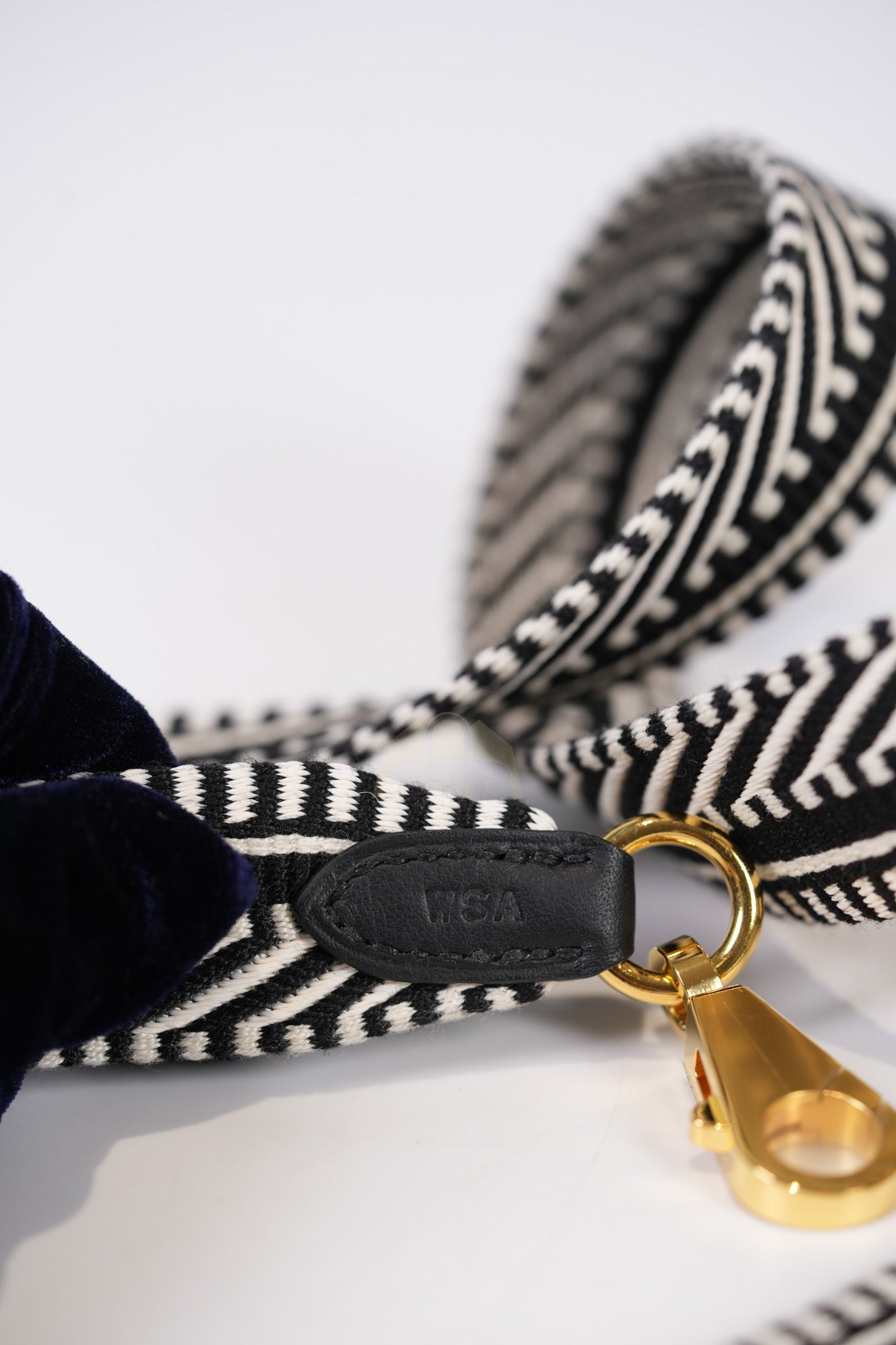 Sangle Cavale Bag Strap in Black/White Pattern and Gold Hardware (44.5inches) | Purse Maison Luxury Bags Shop