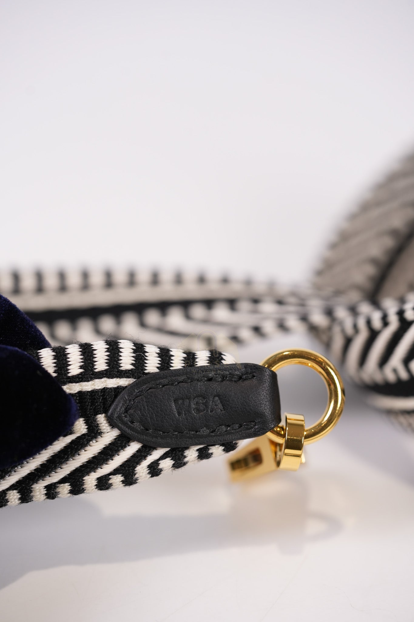 Sangle Cavale Bag Strap in Black/White Pattern and Gold Hardware (44.5inches) | Purse Maison Luxury Bags Shop