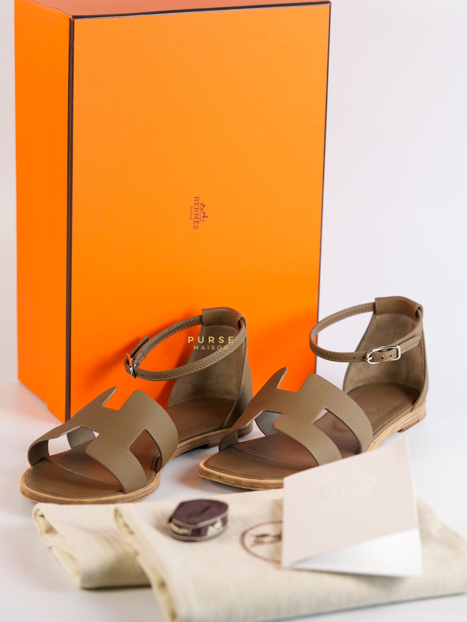 Santorini Sandals Etoupe Size 37.5 | Purse Maison Luxury Bags Shop