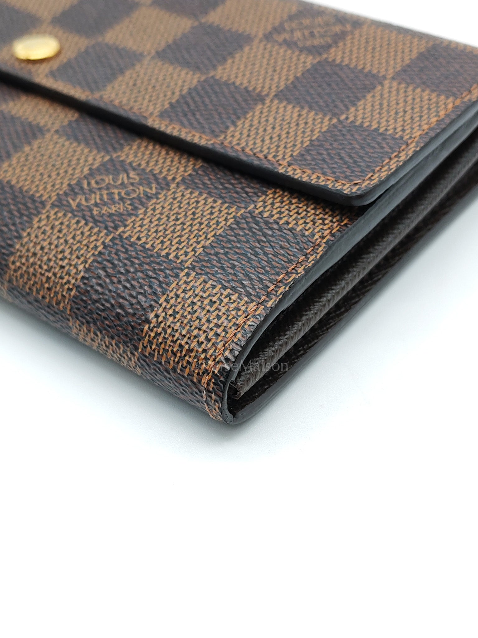 Sarah Long Wallet in Damier Ebene Canvas | Purse Maison Luxury Bags Shop
