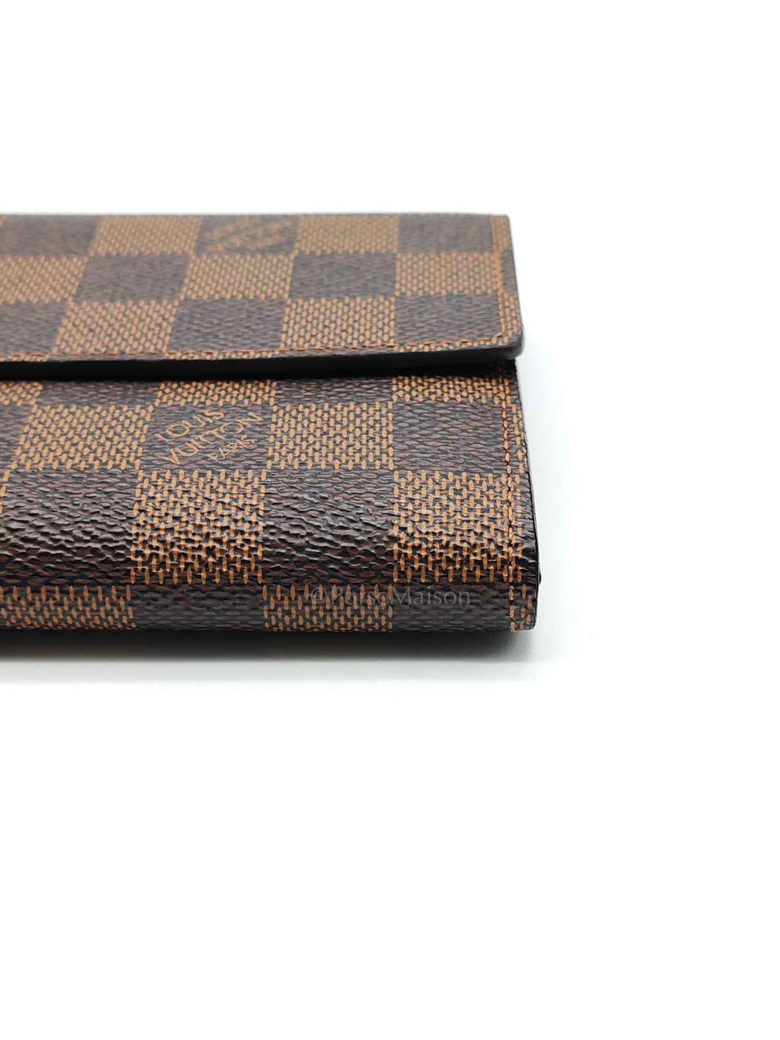 Sarah Long Wallet in Damier Ebene Canvas | Purse Maison Luxury Bags Shop