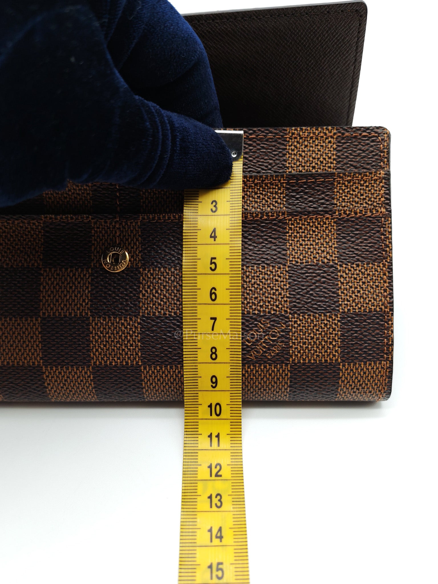 Sarah Long Wallet in Damier Ebene Canvas | Purse Maison Luxury Bags Shop
