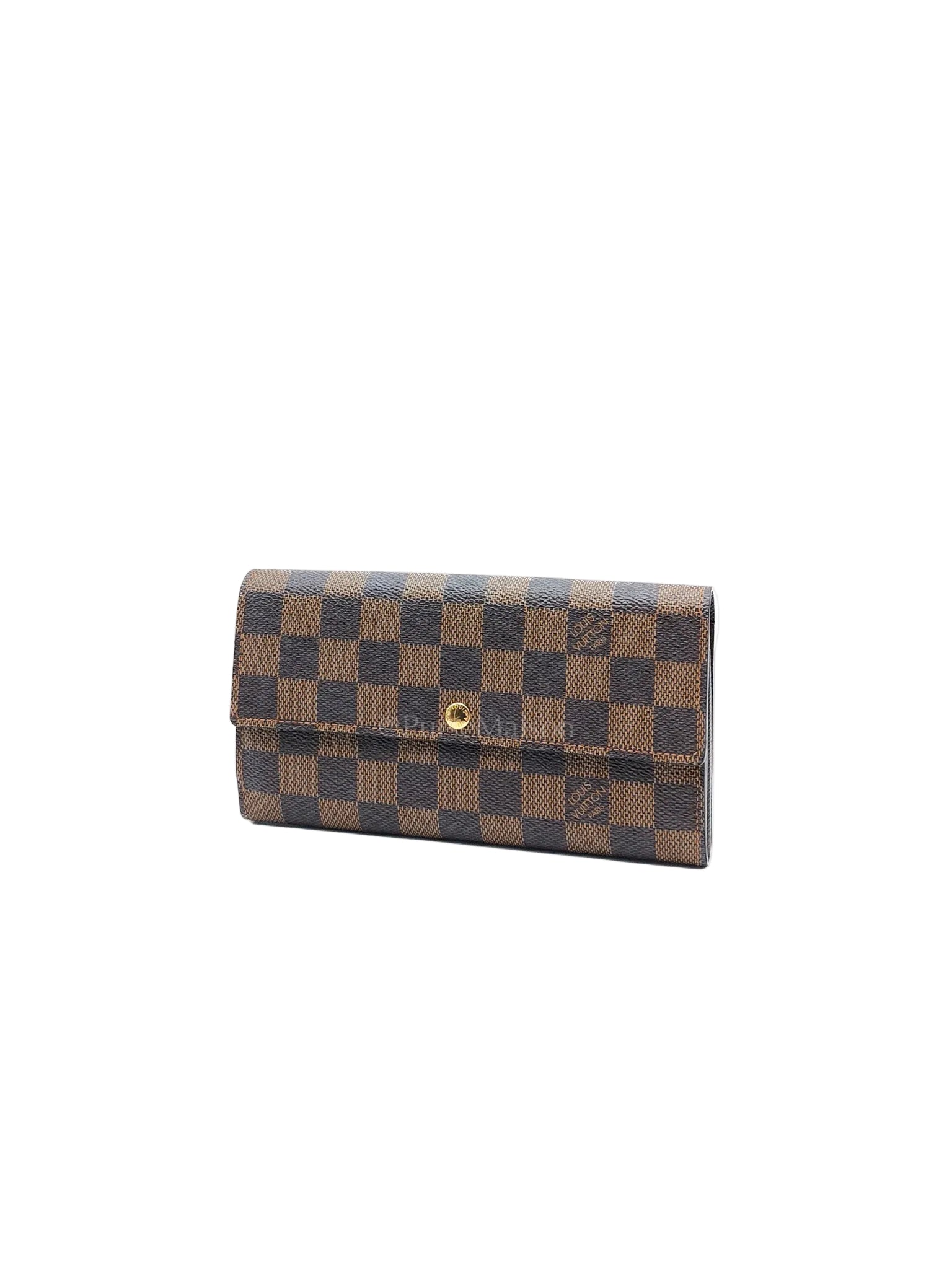 Sarah Long Wallet in Damier Ebene Canvas | Purse Maison Luxury Bags Shop