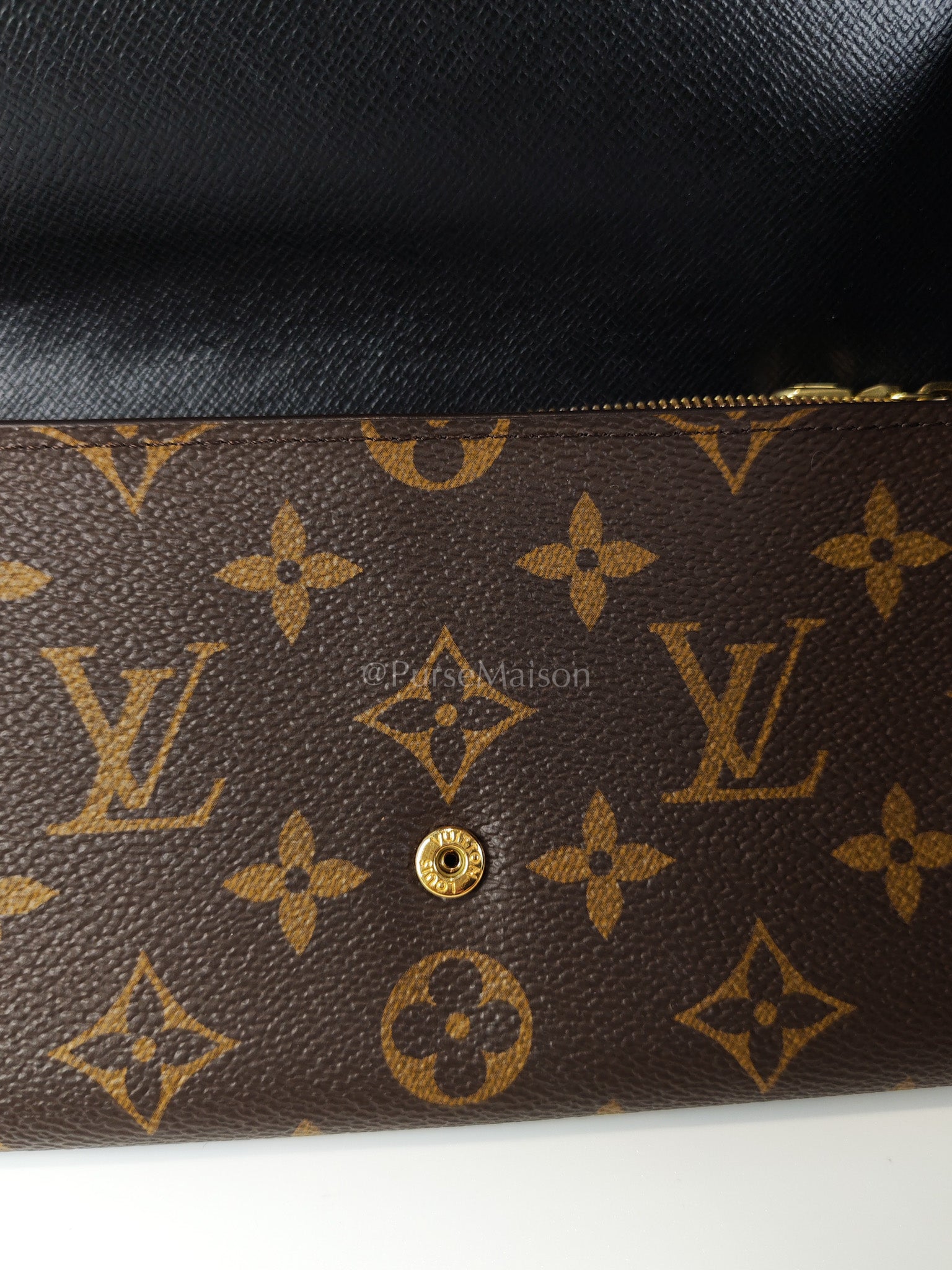 Sarah Wallet in Reverse Monogram Canvas (Microchip) | Purse Maison Luxury Bags Shop