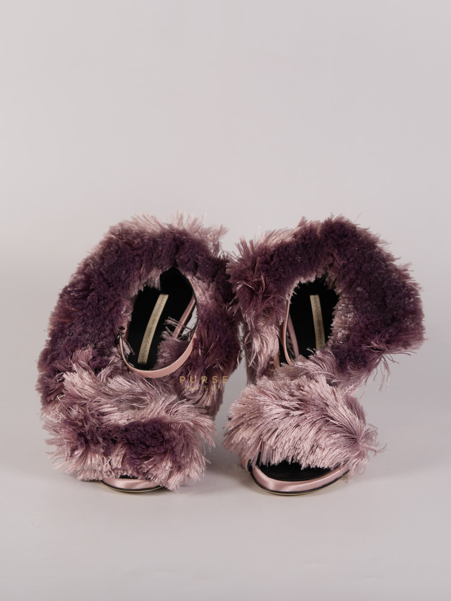 Satin Furr in Pink Fringed Slingback Heels Size 35 Eu (22 cm) | Purse Maison Luxury Bags Shop