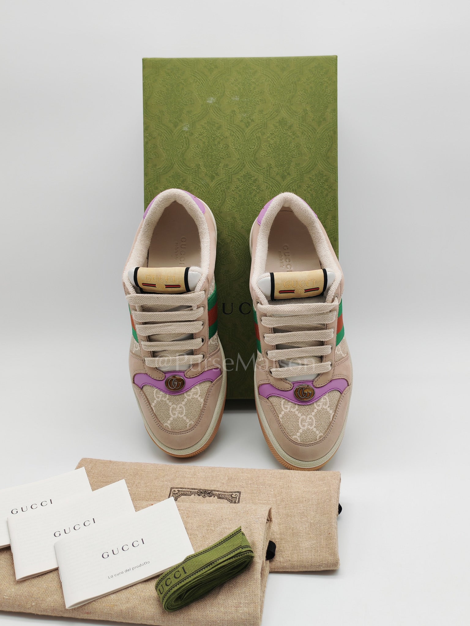Screener Ace Women's GG Sylvie Web Enamel Logo Supreme Sneakers Size 36 EU (24cm) | Purse Maison Luxury Bags Shop