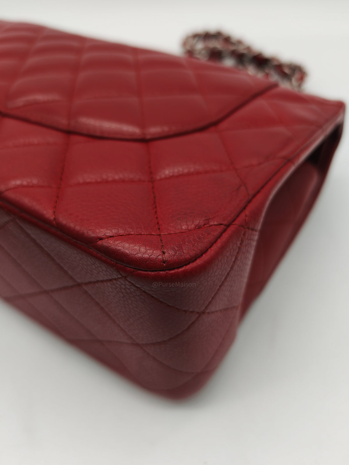 Chanel Classic Double Flap Jumbo in Red Quilted Caviar Leather and Silver Hardware Series 16