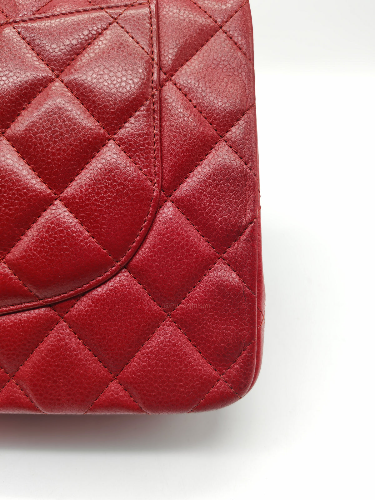 Chanel Classic Double Flap Jumbo in Red Quilted Caviar Leather and Silver Hardware Series 16