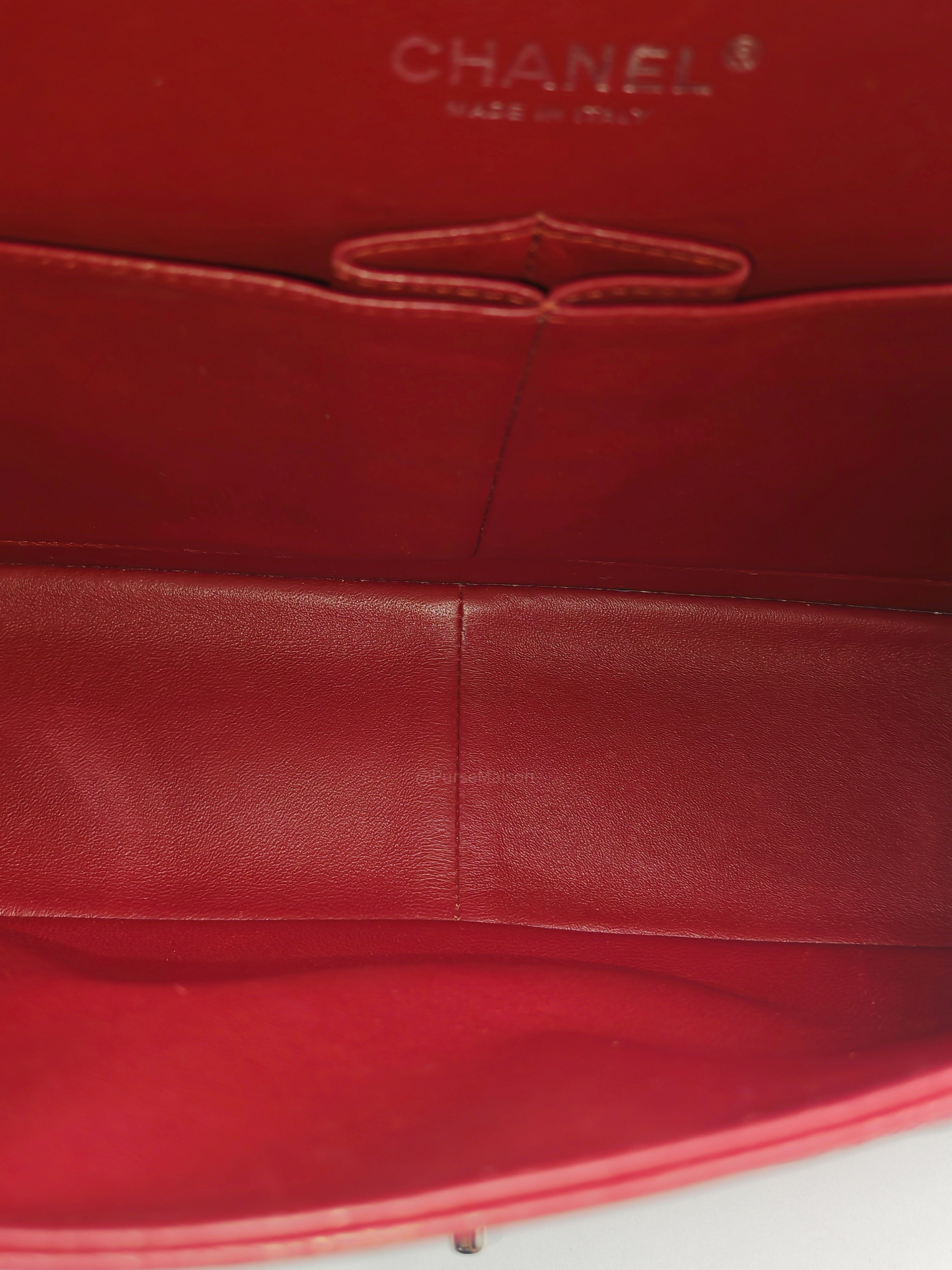 Chanel Classic Double Flap Jumbo in Red Quilted Caviar Leather and Silver Hardware Series 16