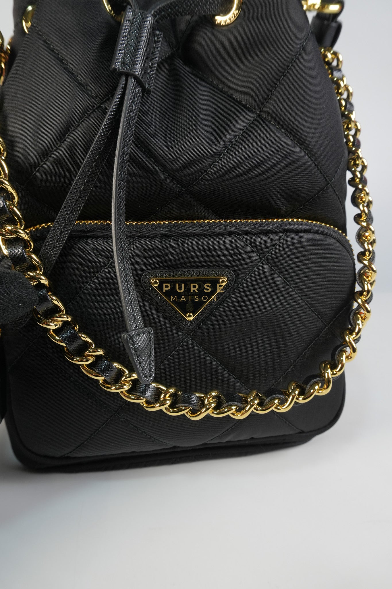 Secchiello in Tessuto Nero Nylon Bucket Bag | Purse Maison Luxury Bags Shop