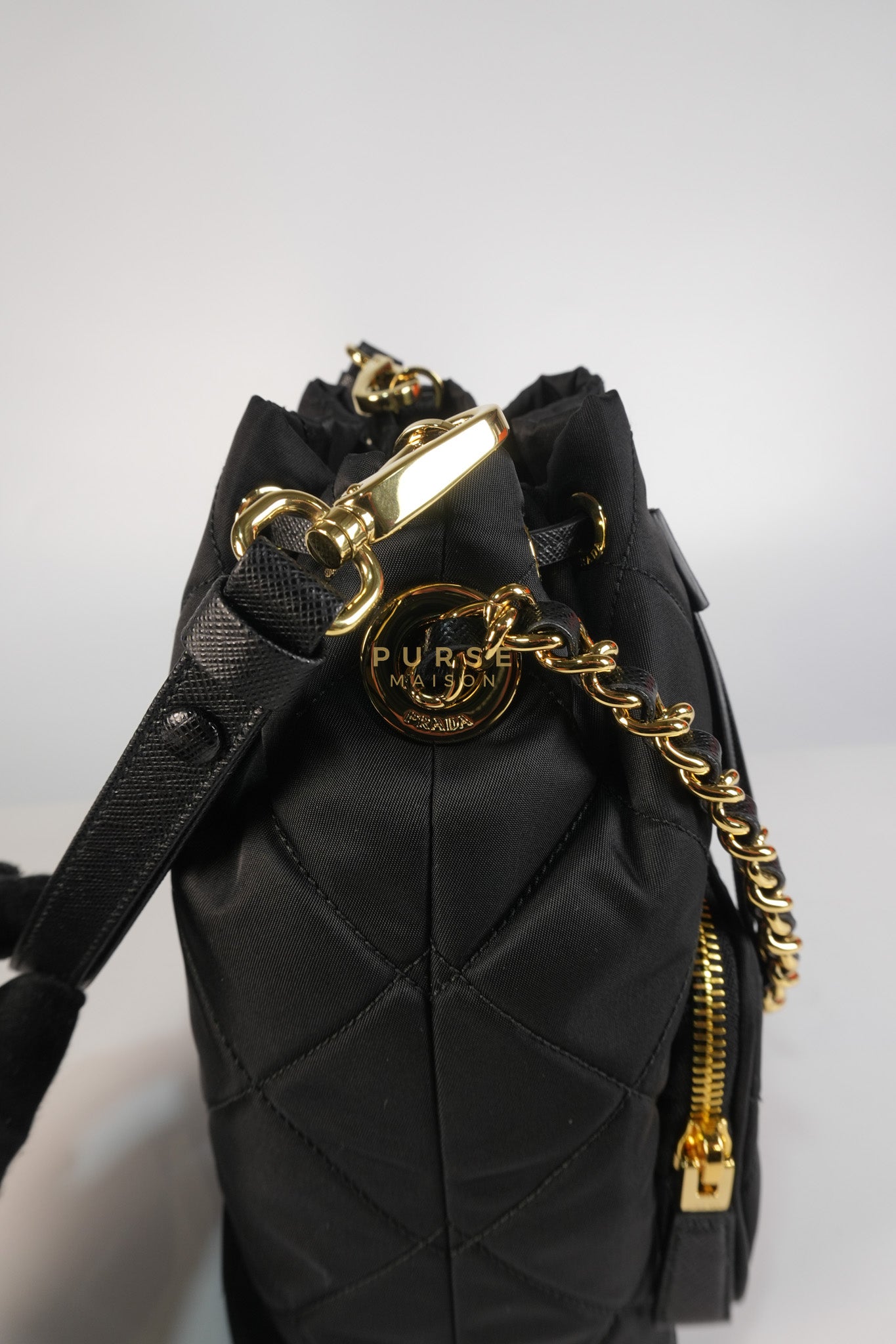 Secchiello in Tessuto Nero Nylon Bucket Bag | Purse Maison Luxury Bags Shop