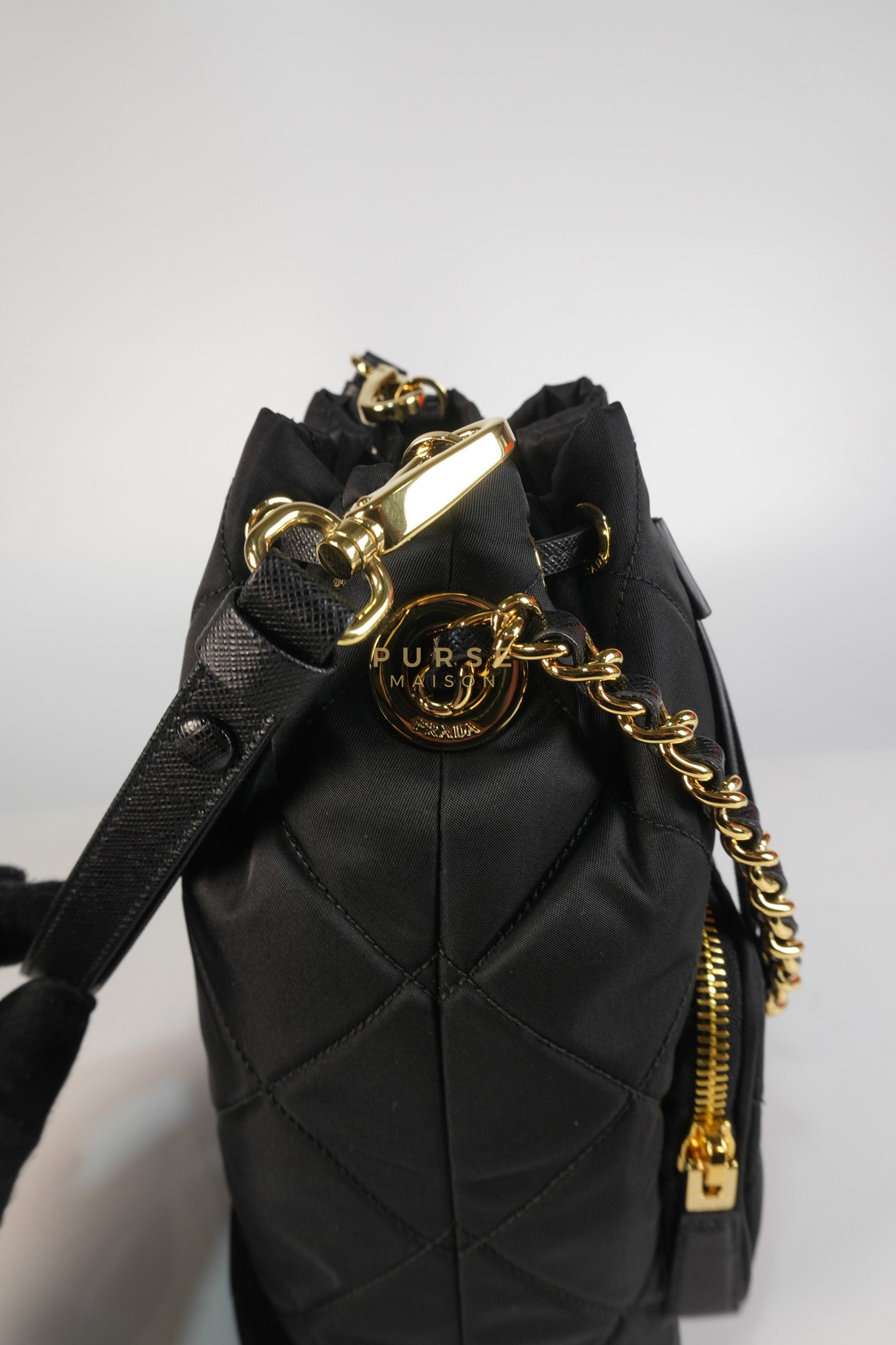 Secchiello in Tessuto Nero Nylon Bucket Bag | Purse Maison Luxury Bags Shop