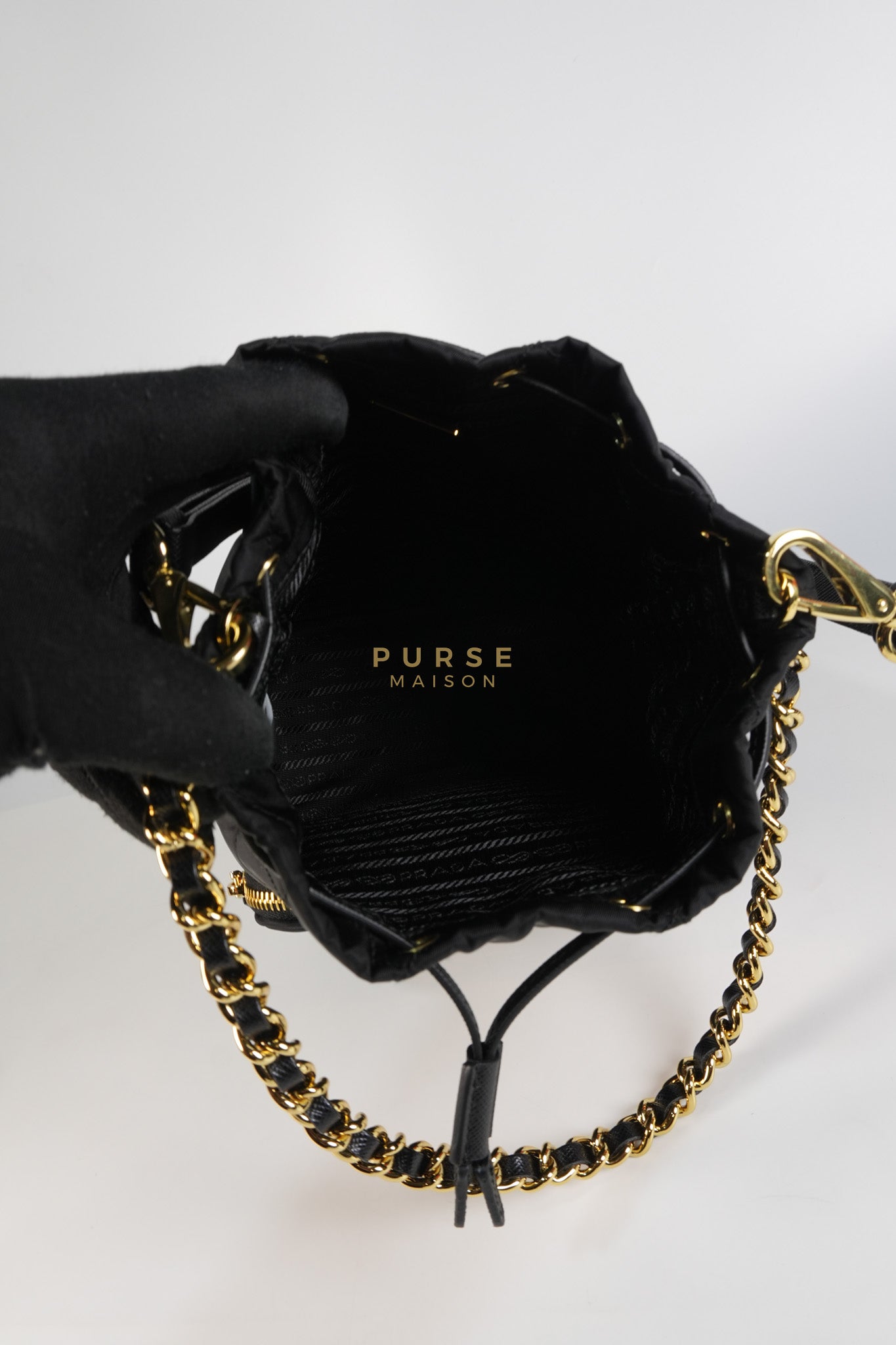 Secchiello in Tessuto Nero Nylon Bucket Bag | Purse Maison Luxury Bags Shop