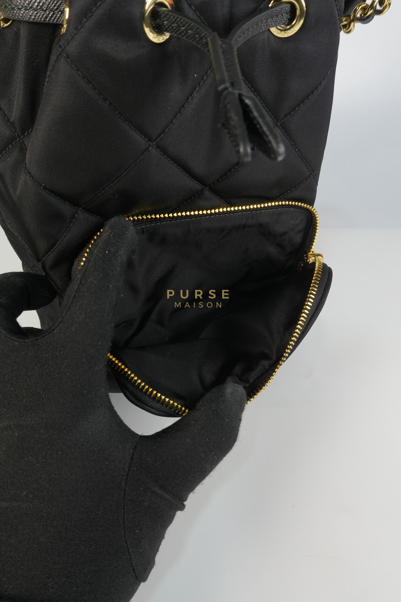 Secchiello in Tessuto Nero Nylon Bucket Bag | Purse Maison Luxury Bags Shop