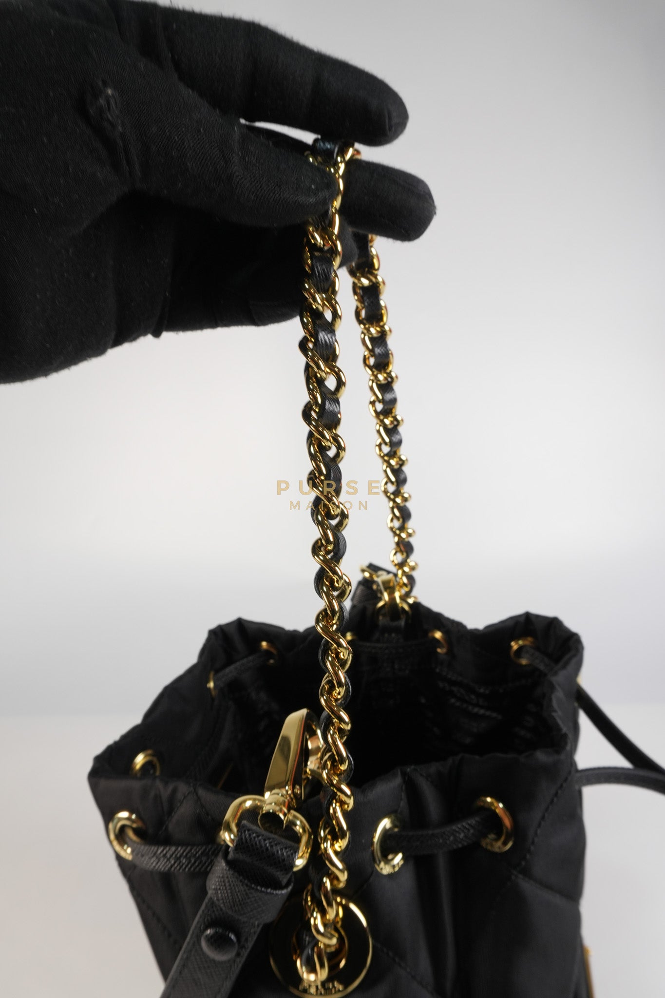 Secchiello in Tessuto Nero Nylon Bucket Bag | Purse Maison Luxury Bags Shop