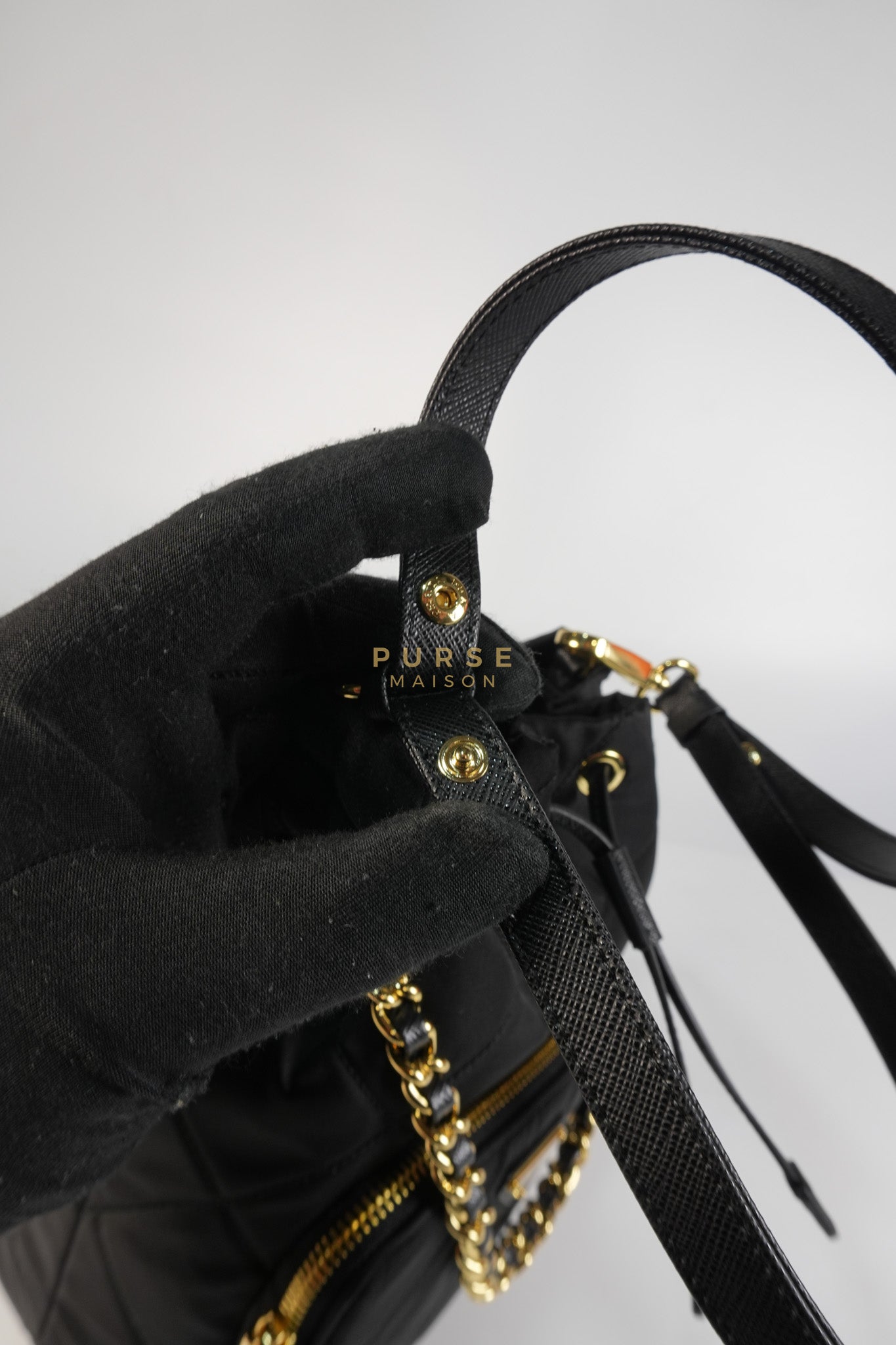 Secchiello in Tessuto Nero Nylon Bucket Bag | Purse Maison Luxury Bags Shop
