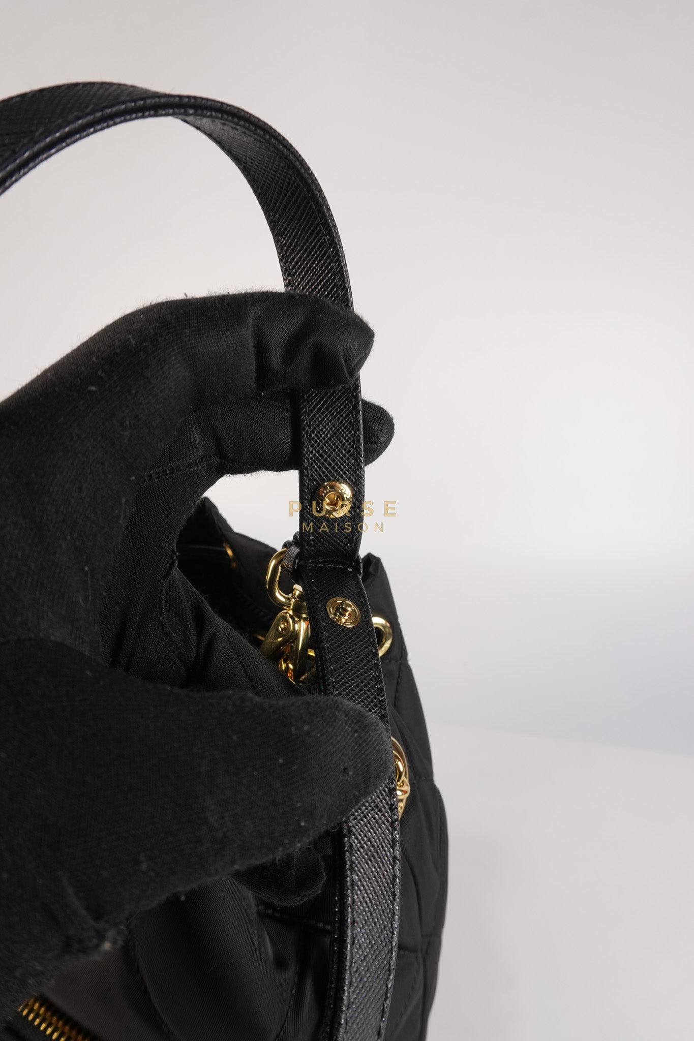 Secchiello in Tessuto Nero Nylon Bucket Bag | Purse Maison Luxury Bags Shop
