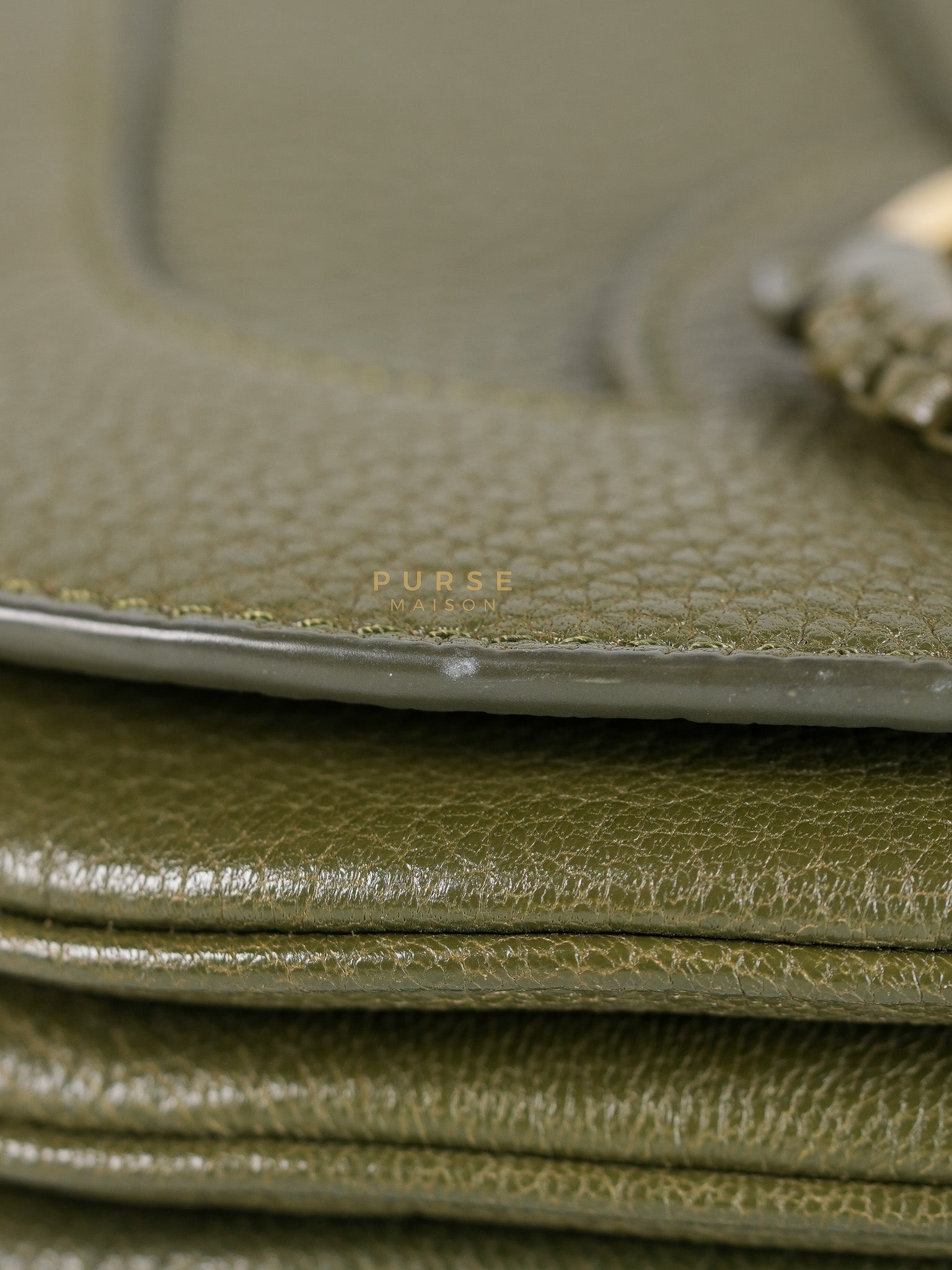See By Chloe Hana Bag Small in Steel Green Grained Leather & Gold Hardware | Purse Maison Luxury Bags Shop