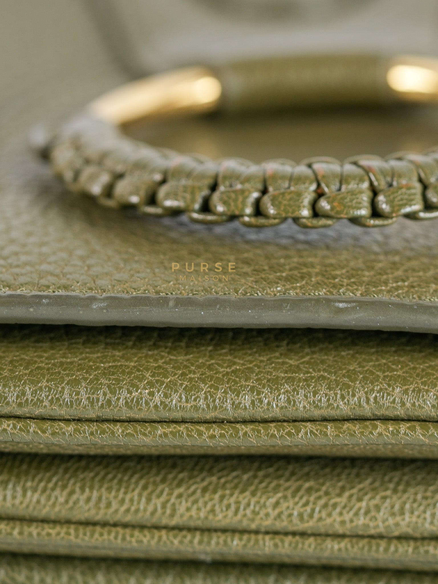 See By Chloe Hana Bag Small in Steel Green Grained Leather & Gold Hardware | Purse Maison Luxury Bags Shop