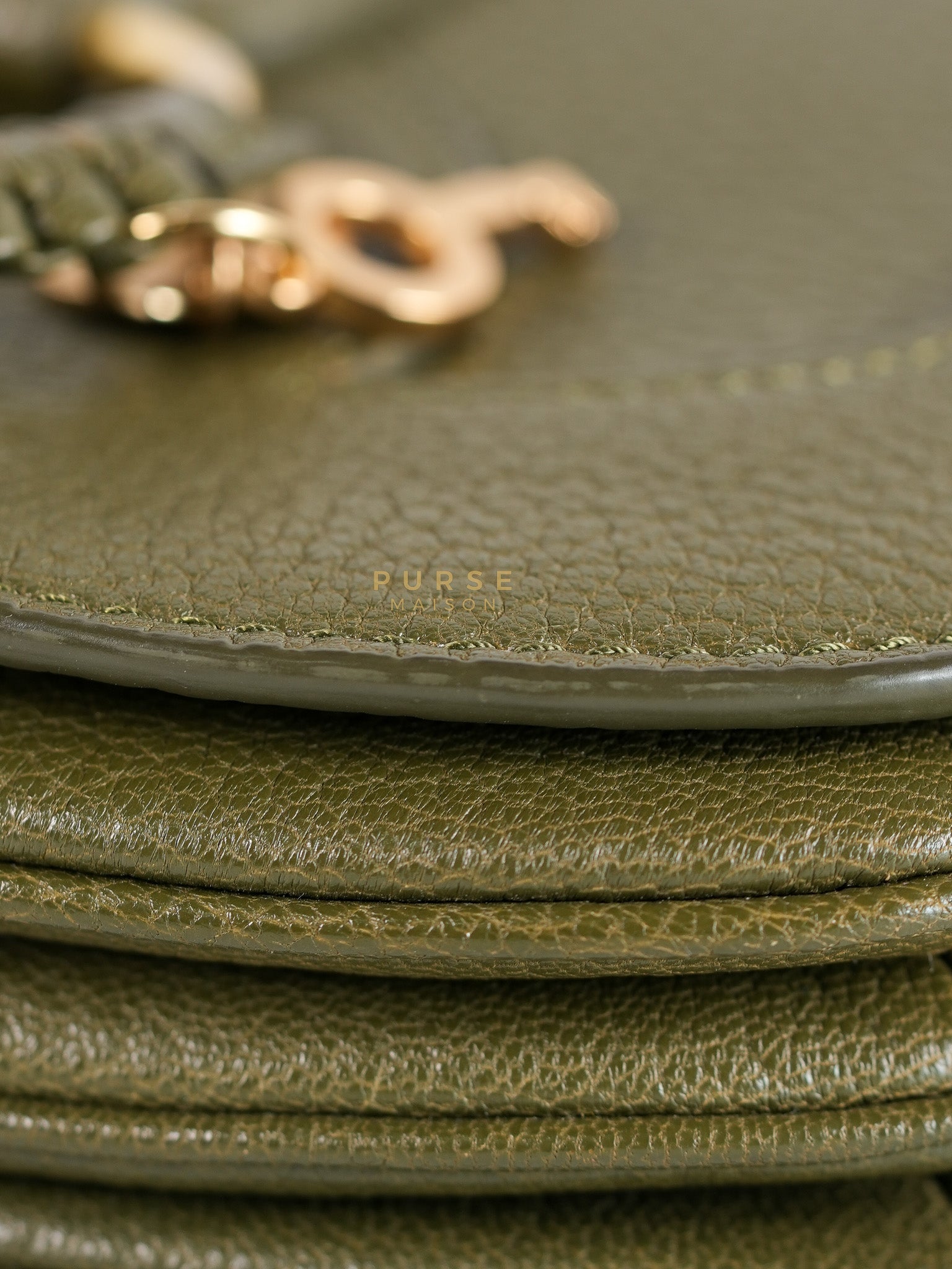 See By Chloe Hana Bag Small in Steel Green Grained Leather & Gold Hardware | Purse Maison Luxury Bags Shop