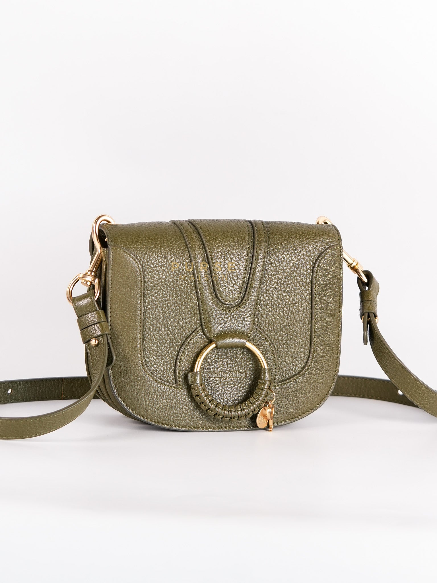 See By Chloe Hana Bag Small in Steel Green Grained Leather & Gold Hardware | Purse Maison Luxury Bags Shop