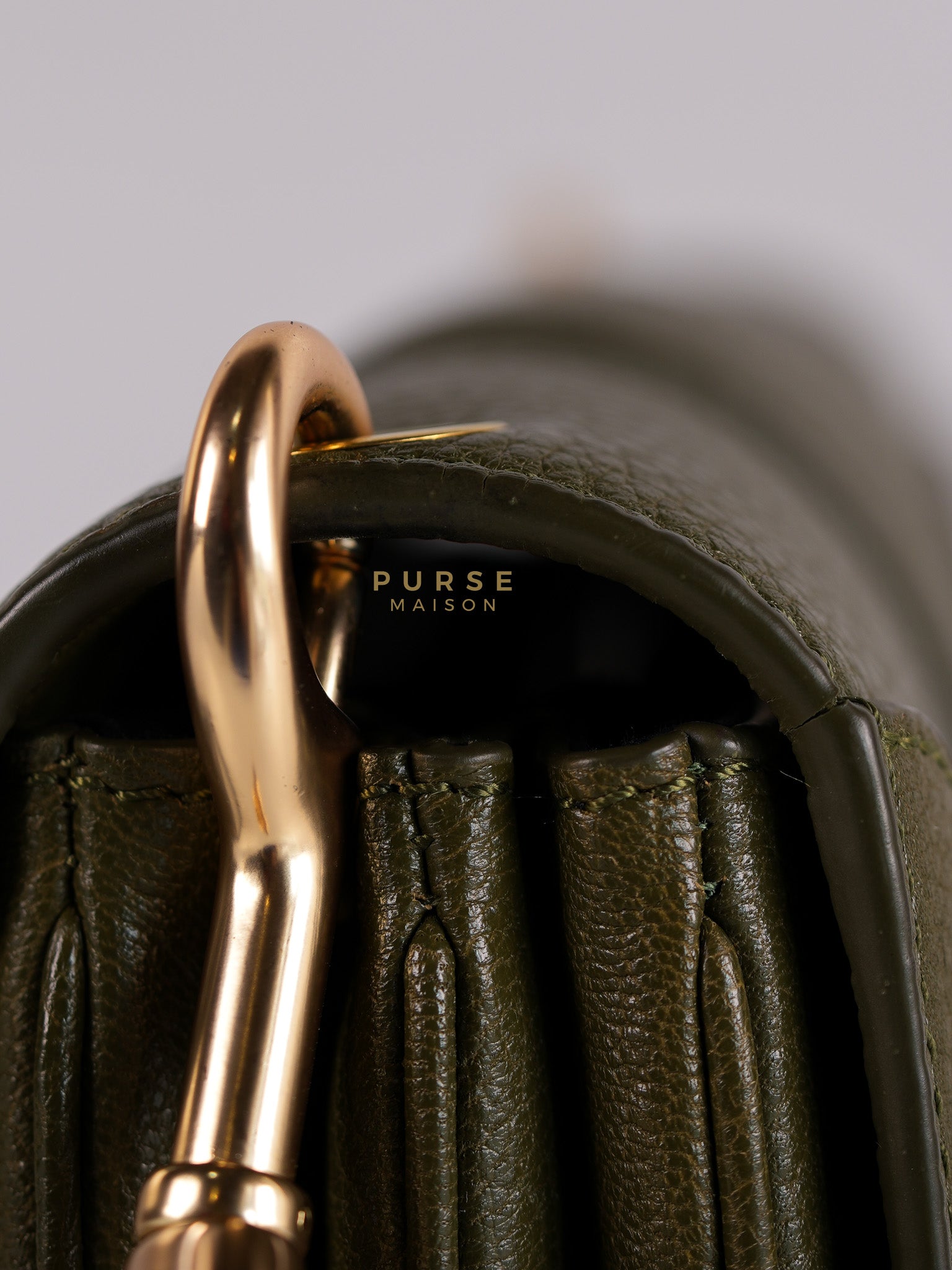 See By Chloe Hana Bag Small in Steel Green Grained Leather & Gold Hardware | Purse Maison Luxury Bags Shop