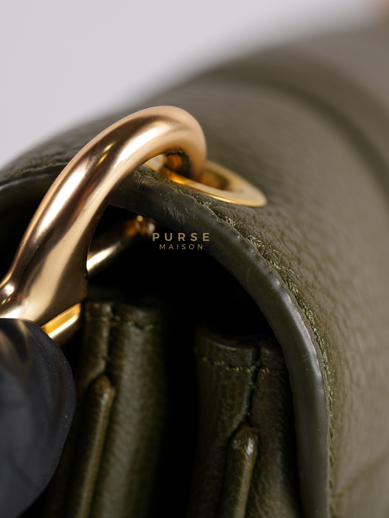 See By Chloe Hana Bag Small in Steel Green Grained Leather & Gold Hardware | Purse Maison Luxury Bags Shop