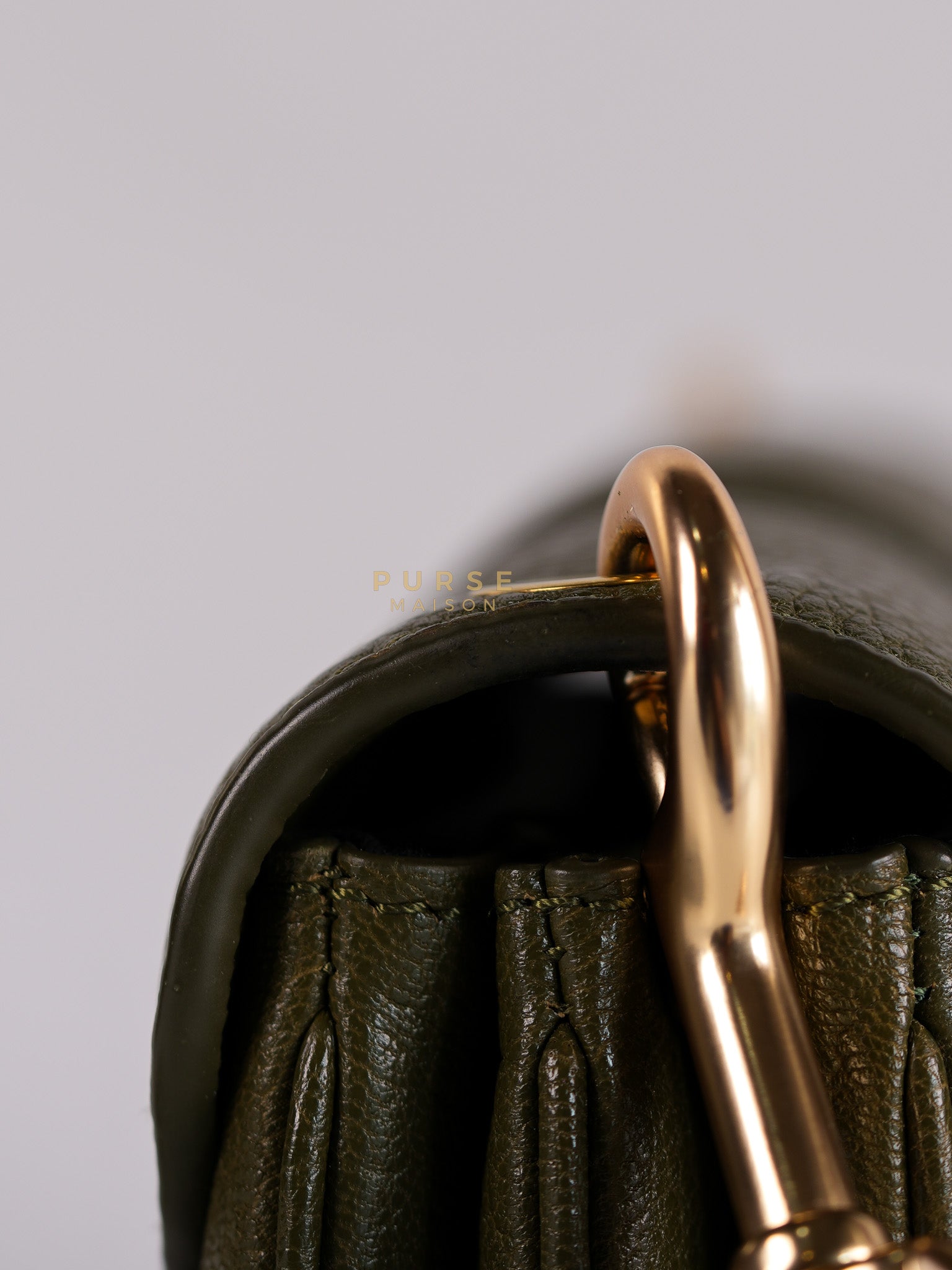 See By Chloe Hana Bag Small in Steel Green Grained Leather & Gold Hardware | Purse Maison Luxury Bags Shop