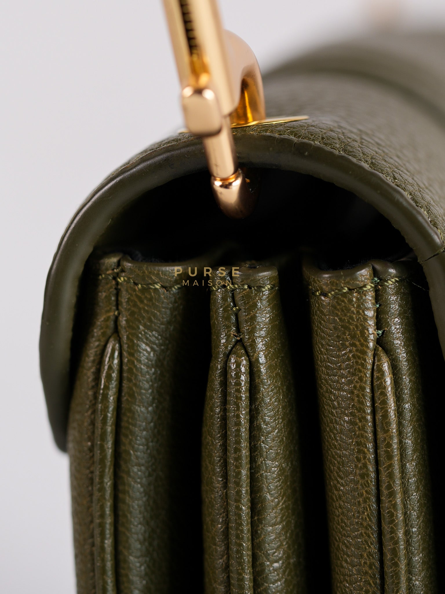 See By Chloe Hana Bag Small in Steel Green Grained Leather & Gold Hardware | Purse Maison Luxury Bags Shop