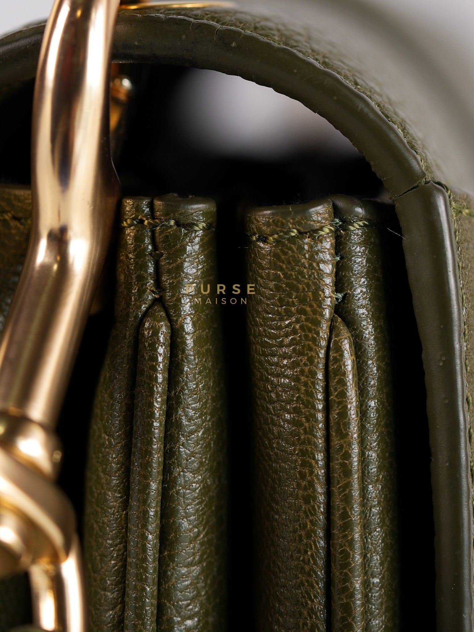 See By Chloe Hana Bag Small in Steel Green Grained Leather & Gold Hardware | Purse Maison Luxury Bags Shop