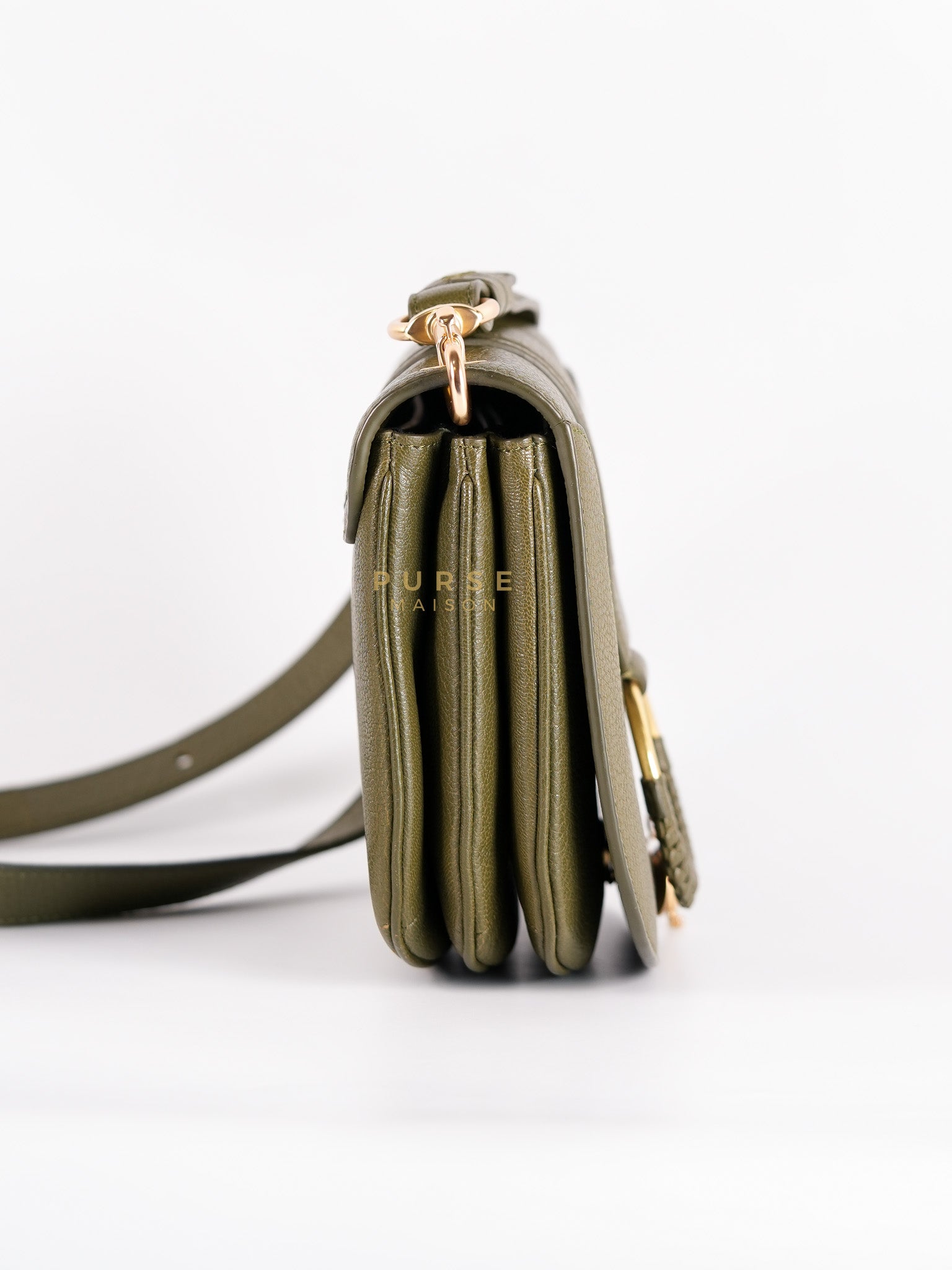 See By Chloe Hana Bag Small in Steel Green Grained Leather & Gold Hardware | Purse Maison Luxury Bags Shop