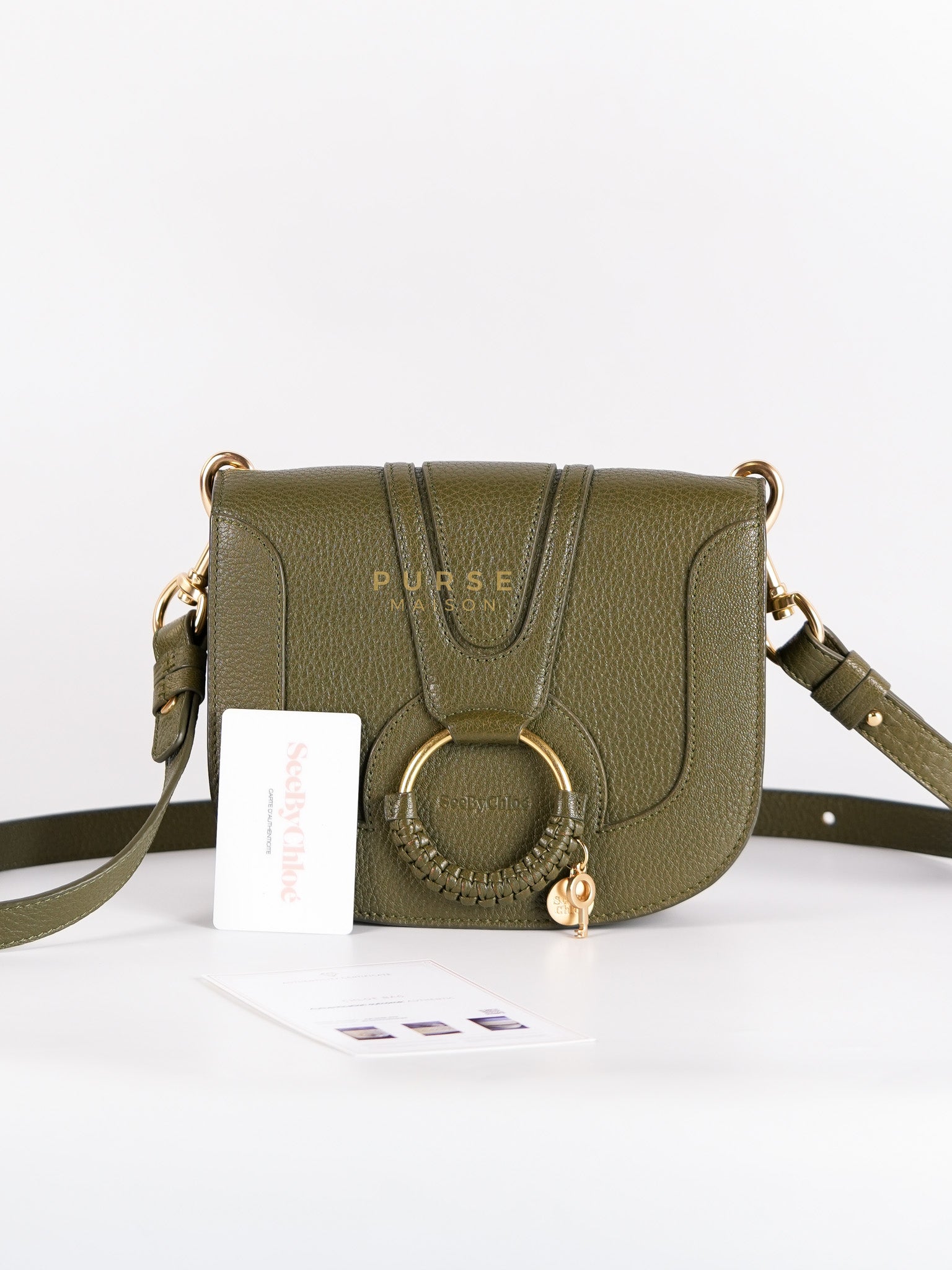 See By Chloe Hana Bag Small in Steel Green Grained Leather & Gold Hardware | Purse Maison Luxury Bags Shop