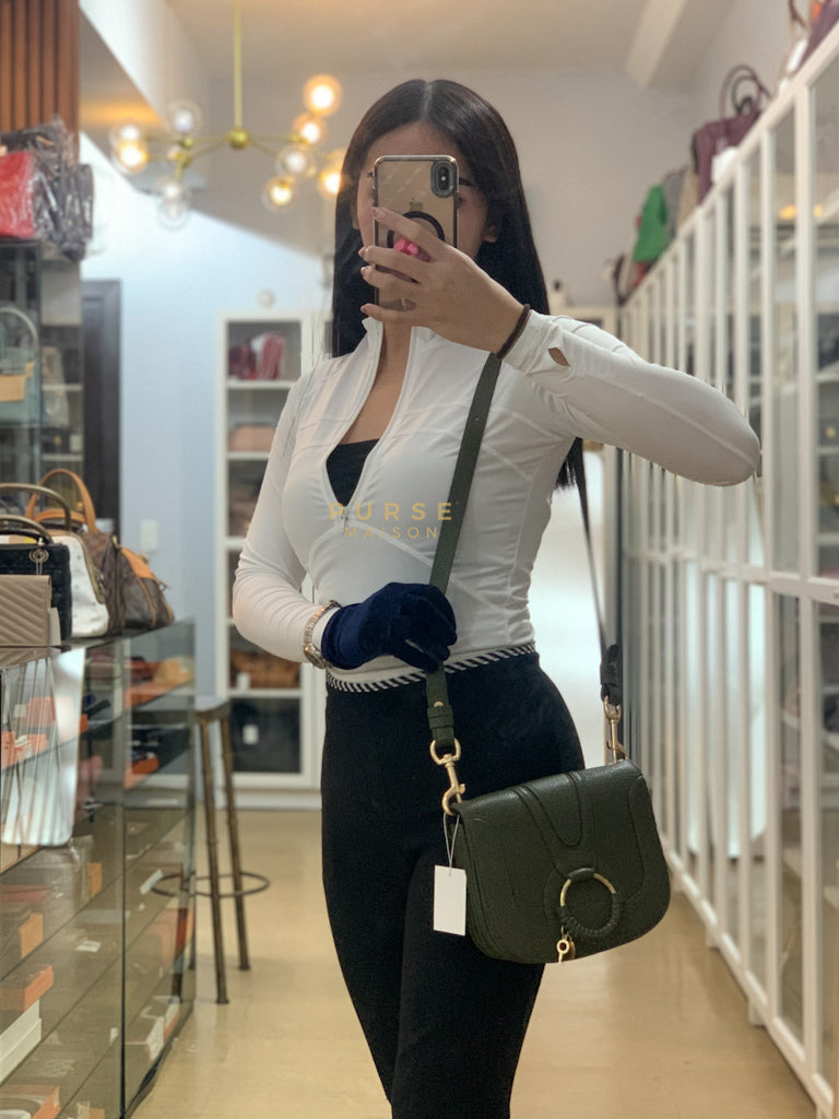 See By Chloe Hana Bag Small in Steel Green Grained Leather & Gold Hardware | Purse Maison Luxury Bags Shop