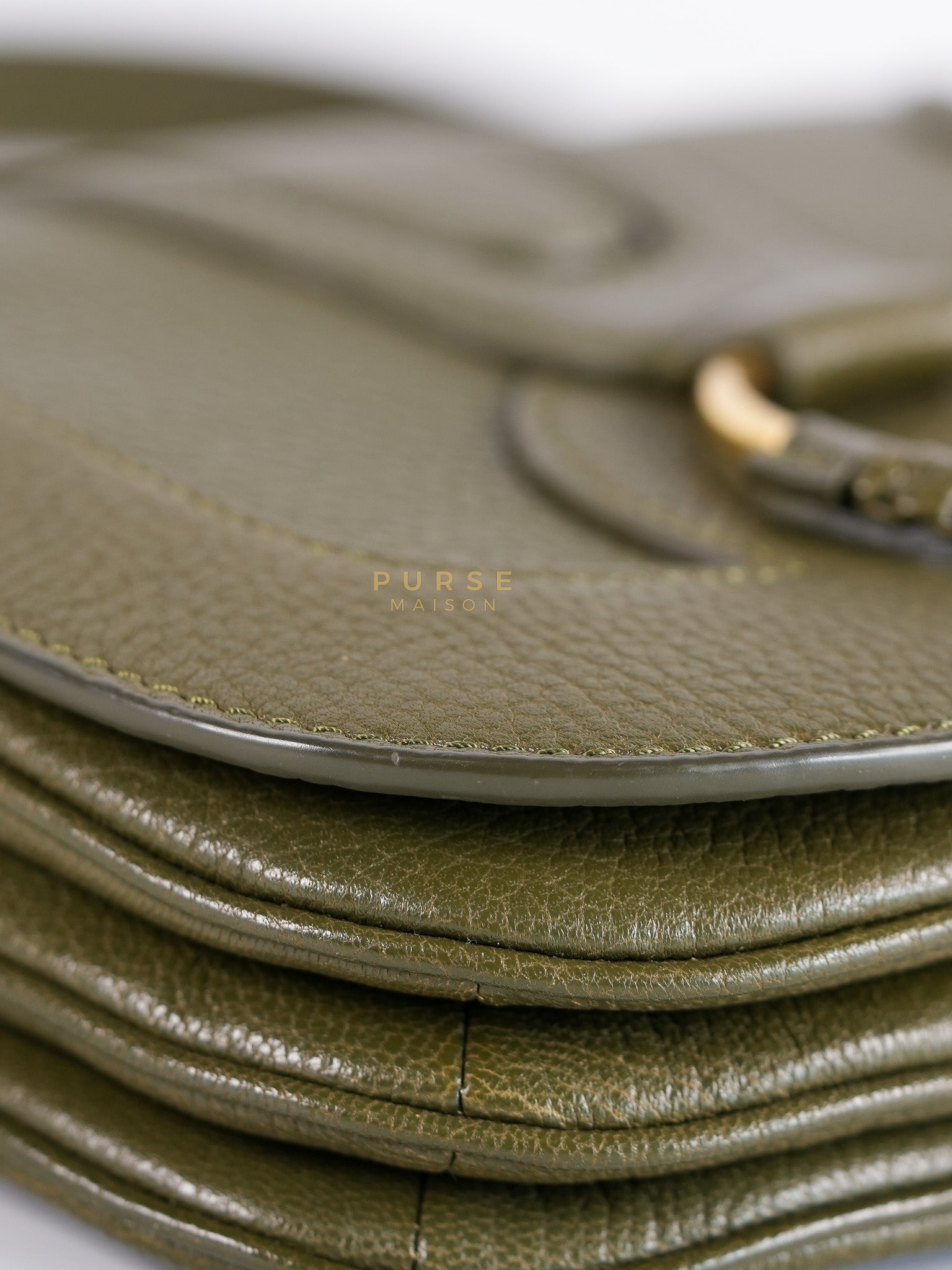See By Chloe Hana Bag Small in Steel Green Grained Leather & Gold Hardware | Purse Maison Luxury Bags Shop