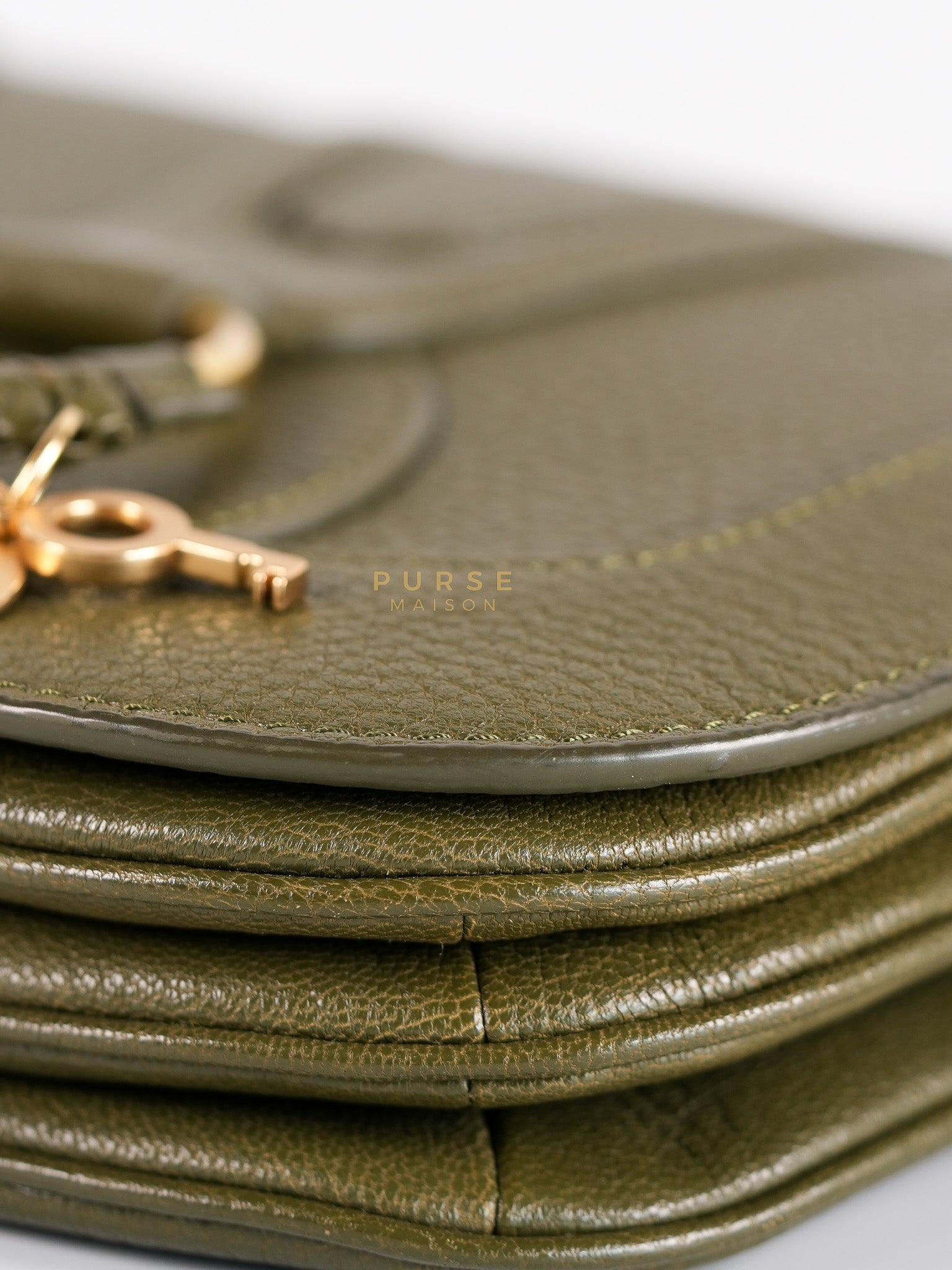 See By Chloe Hana Bag Small in Steel Green Grained Leather & Gold Hardware | Purse Maison Luxury Bags Shop