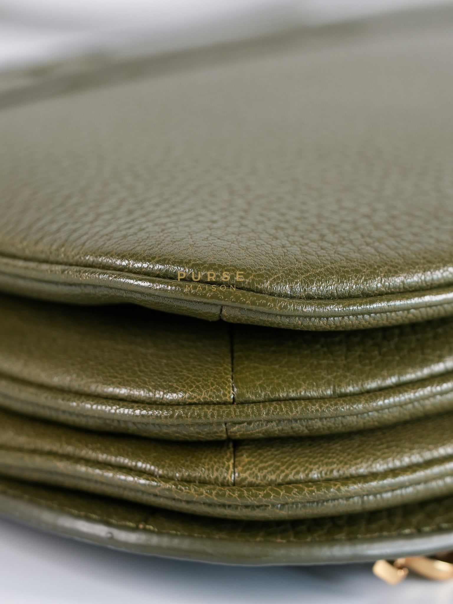 See By Chloe Hana Bag Small in Steel Green Grained Leather & Gold Hardware | Purse Maison Luxury Bags Shop