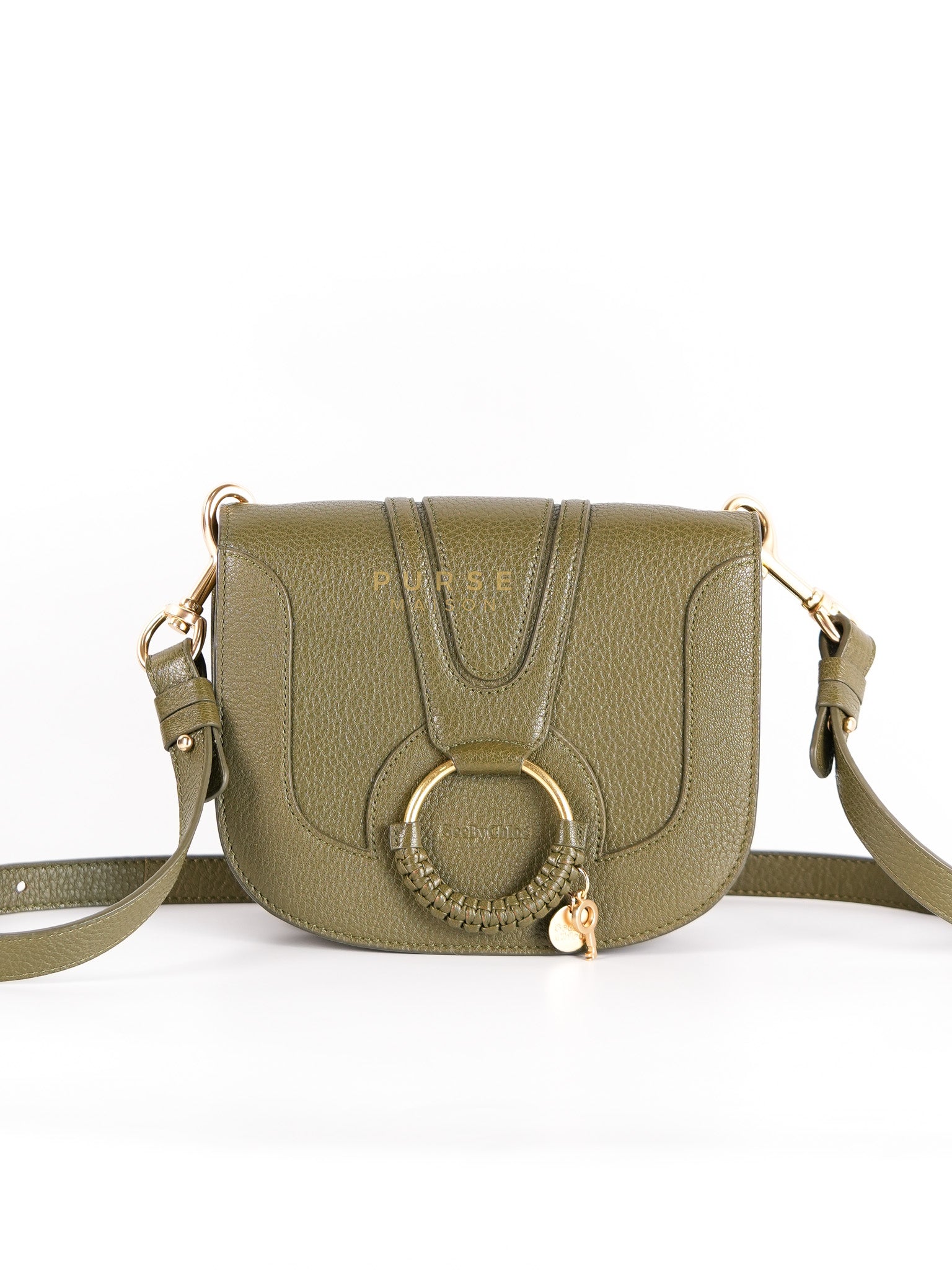 See By Chloe Hana Bag Small in Steel Green Grained Leather & Gold Hardware | Purse Maison Luxury Bags Shop
