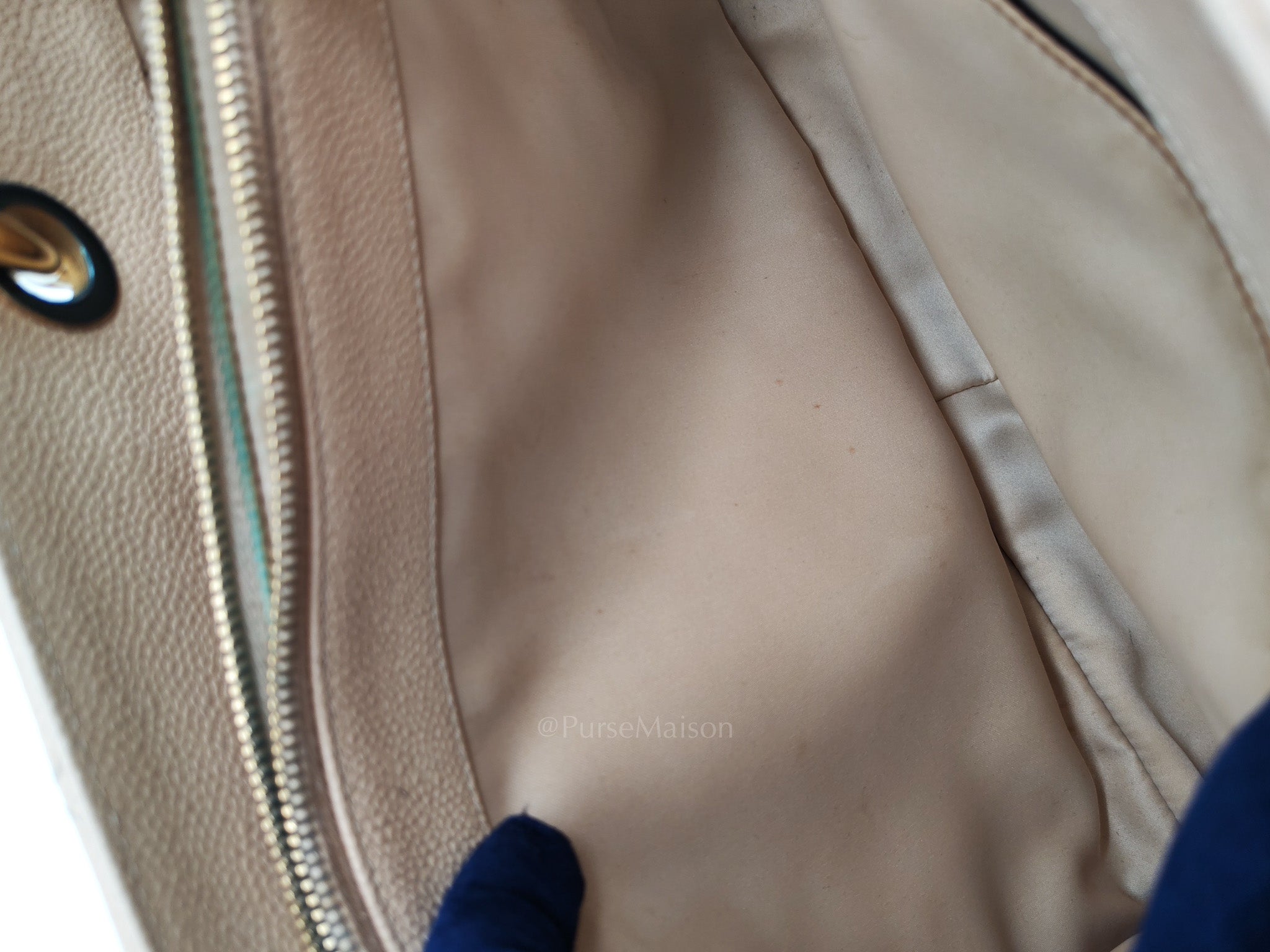 Grand Shopping Tote (GST) in Biege Quilted Caviar Leather & Gold Hardware Series 18